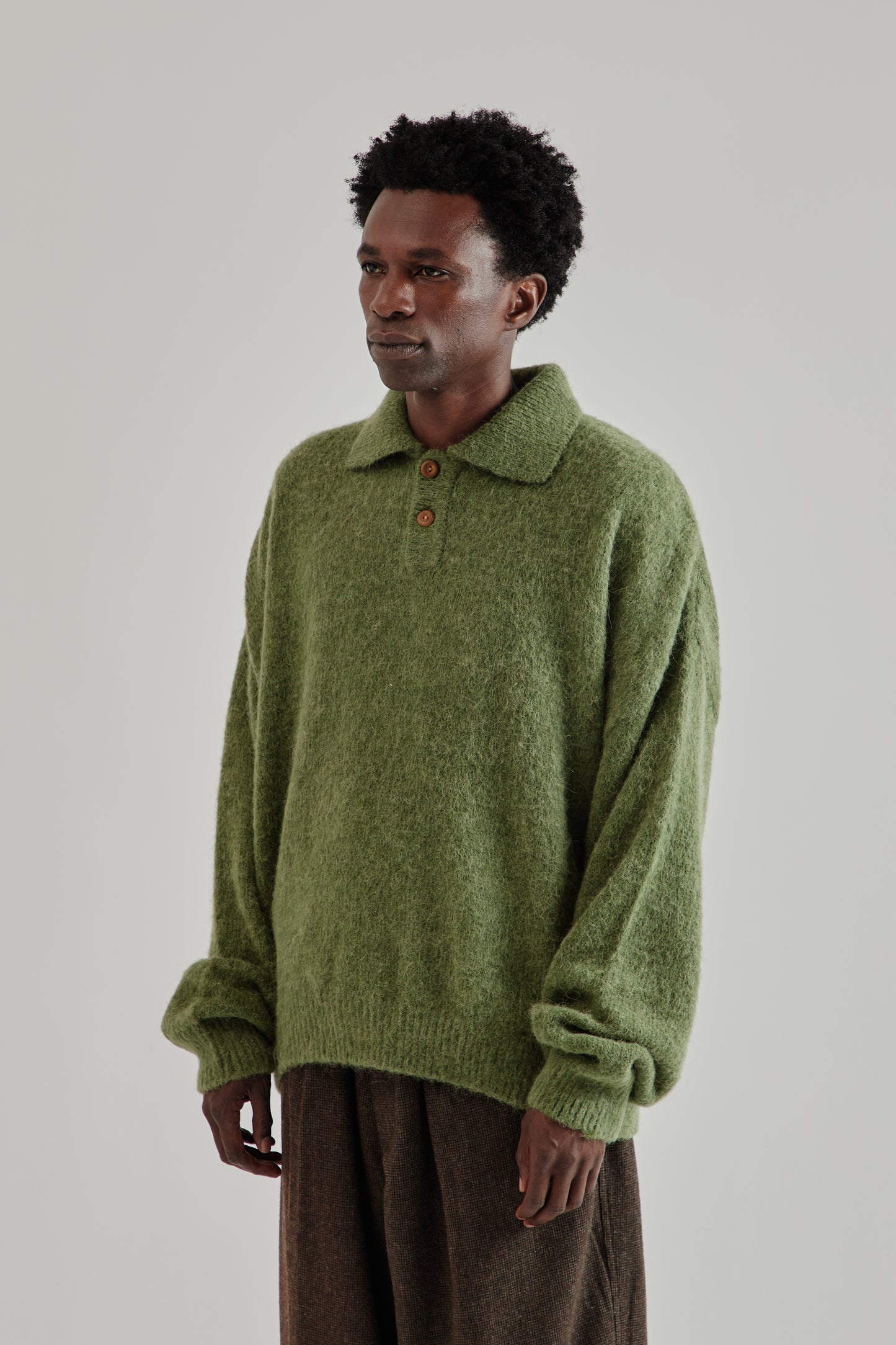 Estudio Niksen FW25 Alpaca Polo Sweater Green3