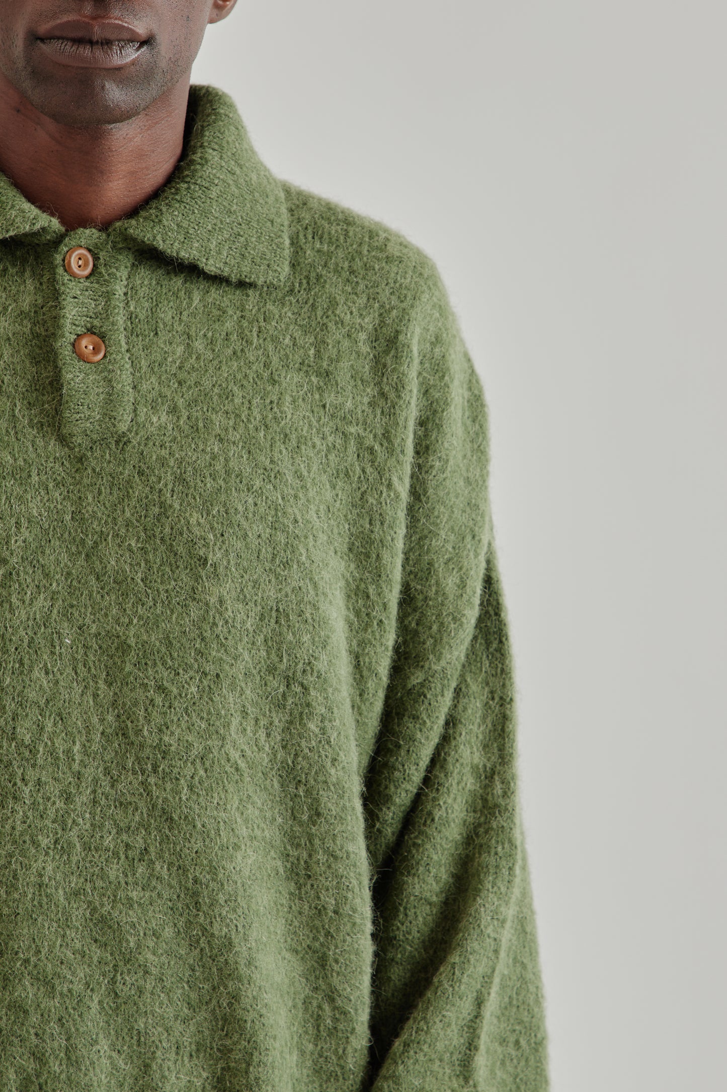 Estudio Niksen FW25 Alpaca Polo Sweater Green7