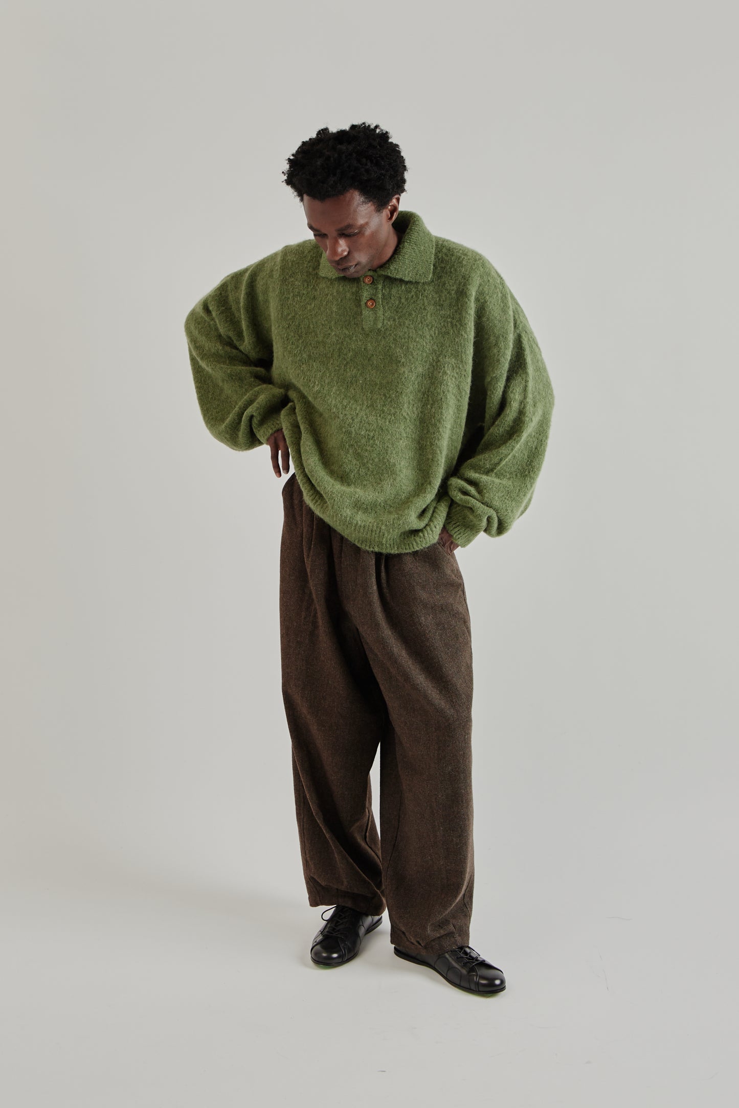 Estudio Niksen FW25 Alpaca Polo Sweater Green9