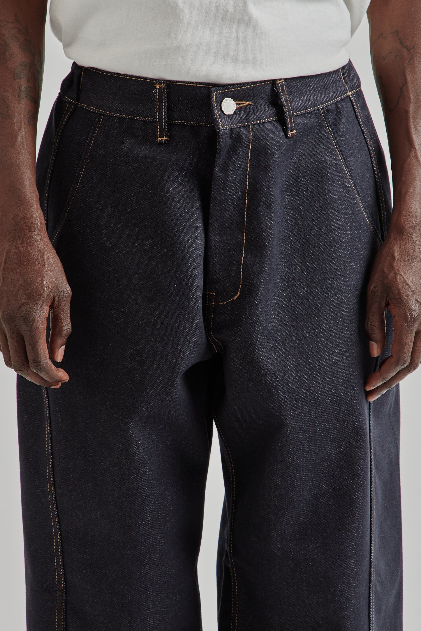 Estudio Niksen FW25 Raw Denim In-Stitch Jeans Indigo 9