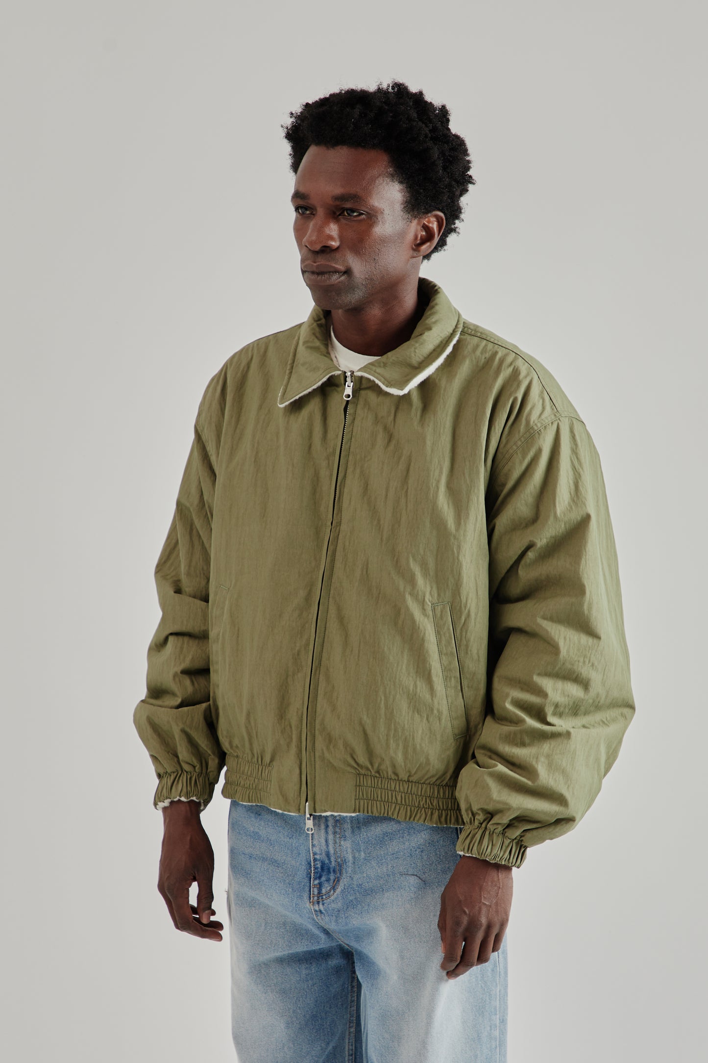 Estudio Niksen FW25 Reversible Bomber Jacket Khaki20