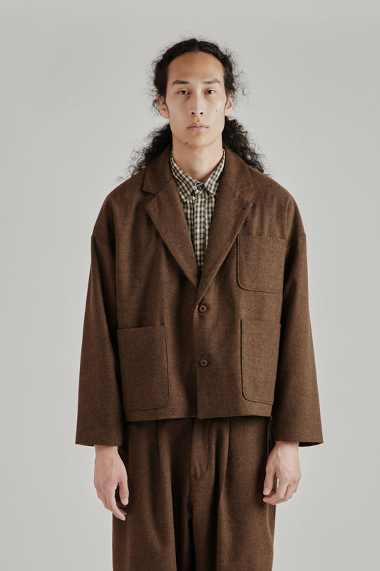 Wool Pocket Suit Jacket - Brown