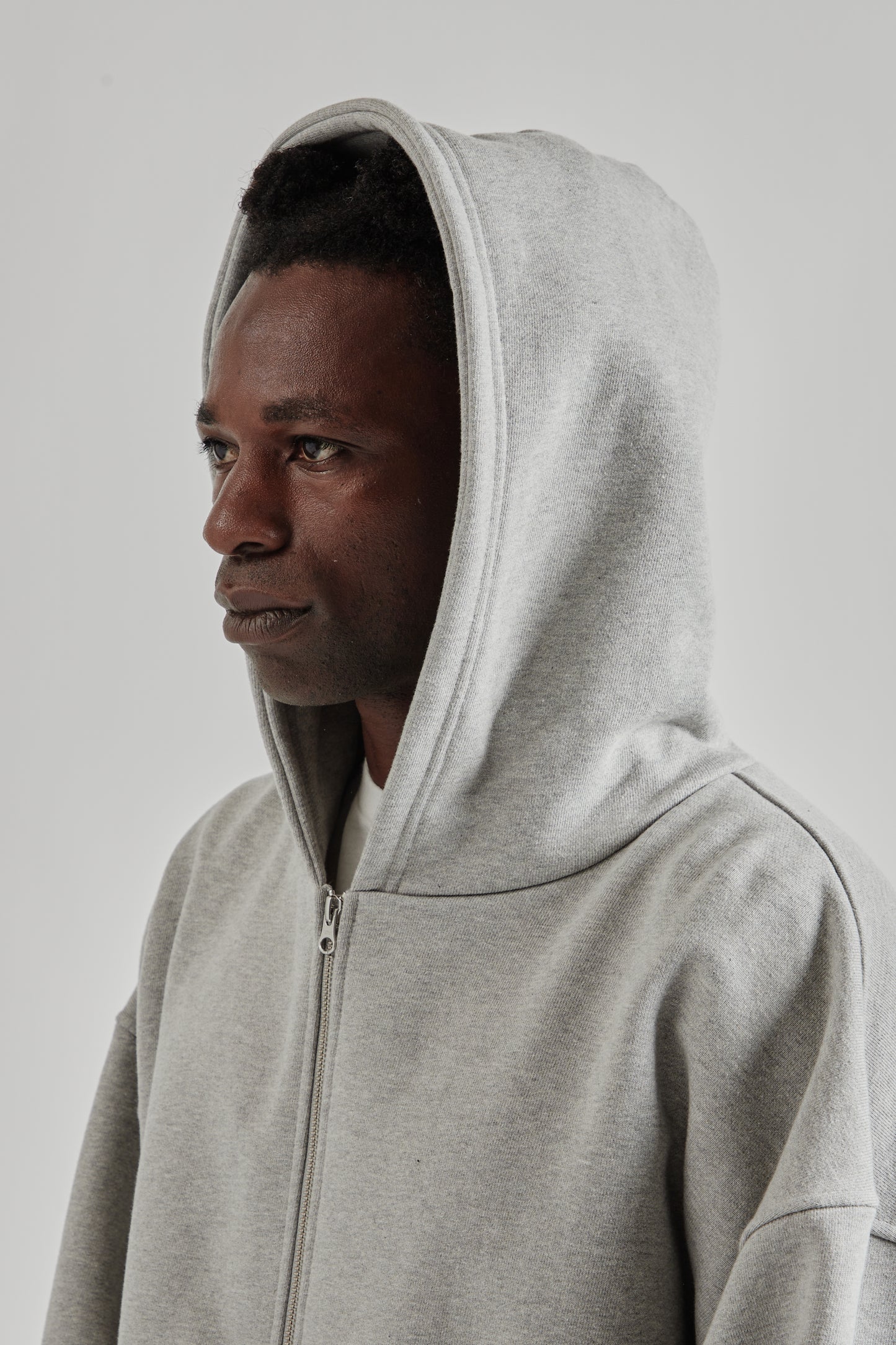 Boxy Zip-Up Hoodie - Grey