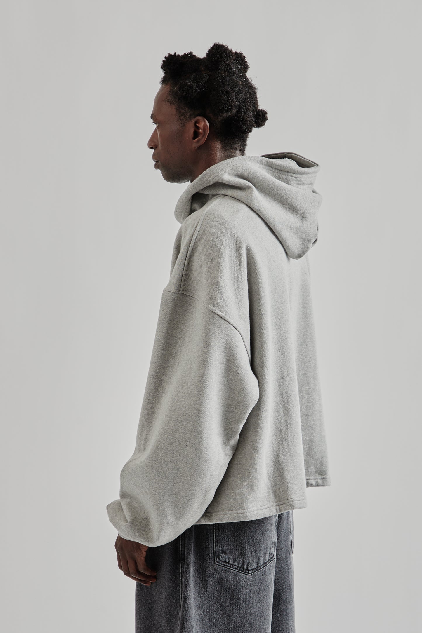 Boxy Zip-Up Hoodie - Grey