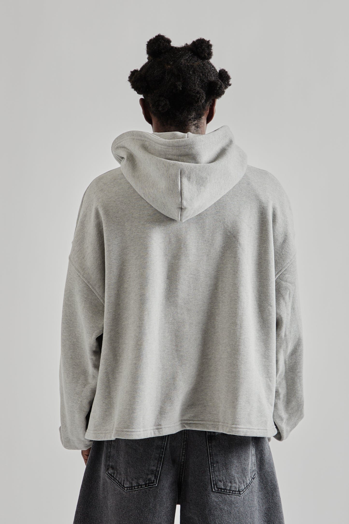 Boxy Zip-Up Hoodie - Grey