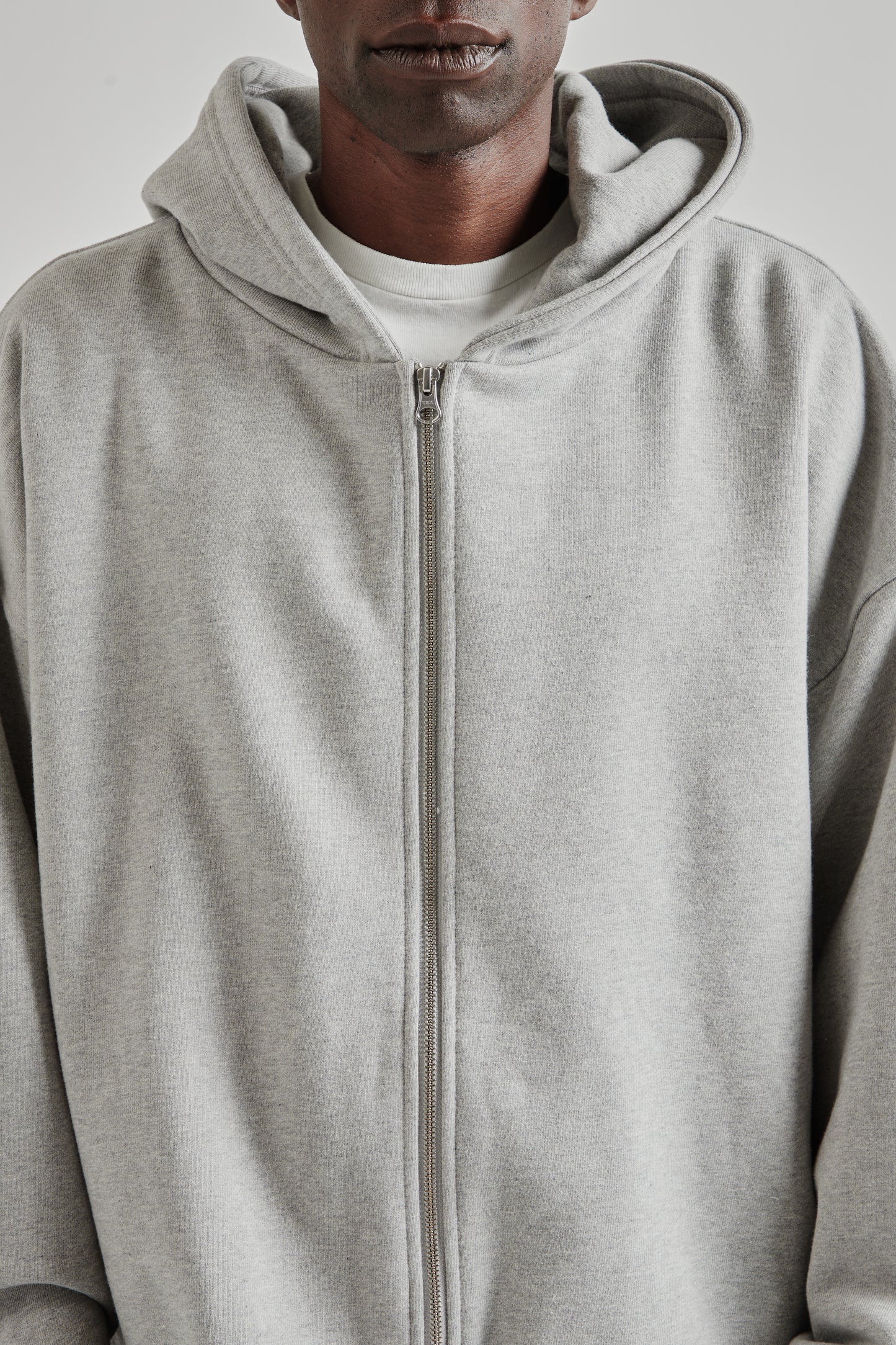 Boxy Zip-Up Hoodie - Grey