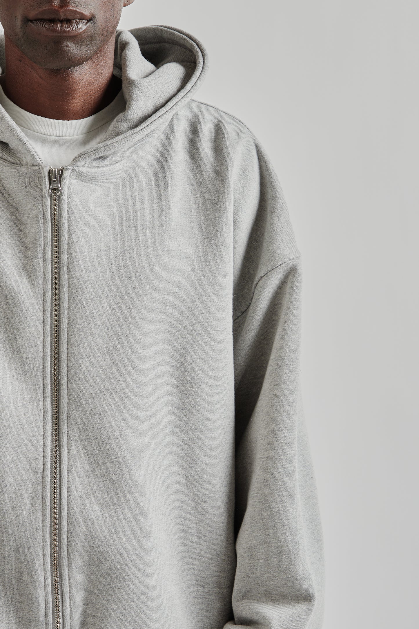 Boxy Zip-Up Hoodie - Grey