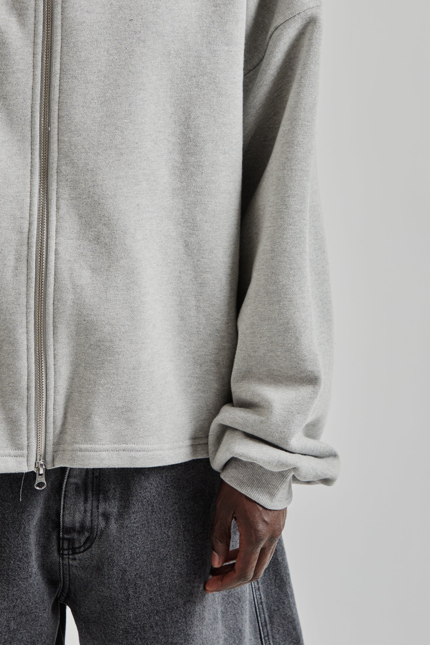 Boxy Zip-Up Hoodie - Grey