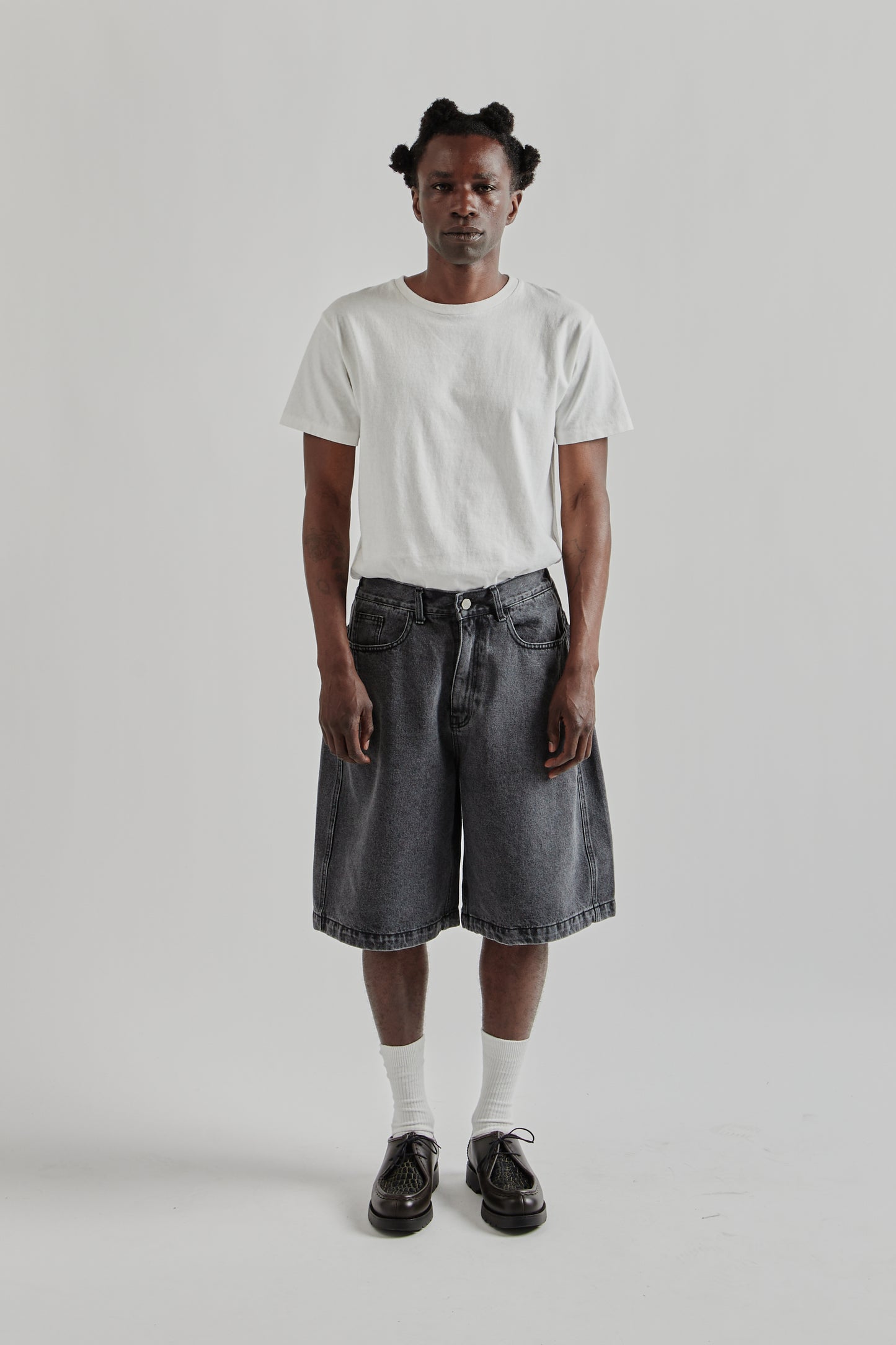 Half-Dart Denim Shorts - Black