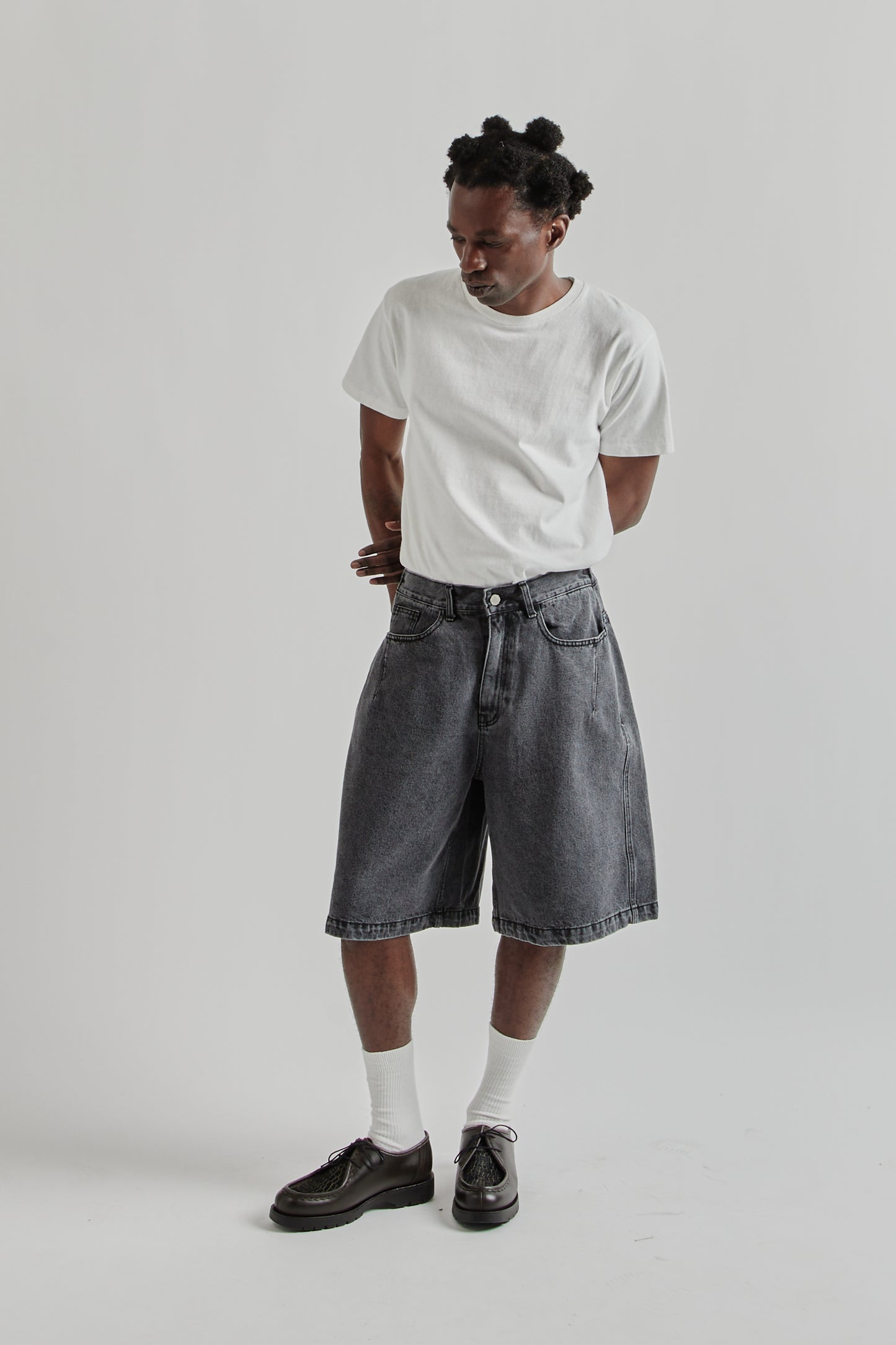 Half-Dart Denim Shorts - Black