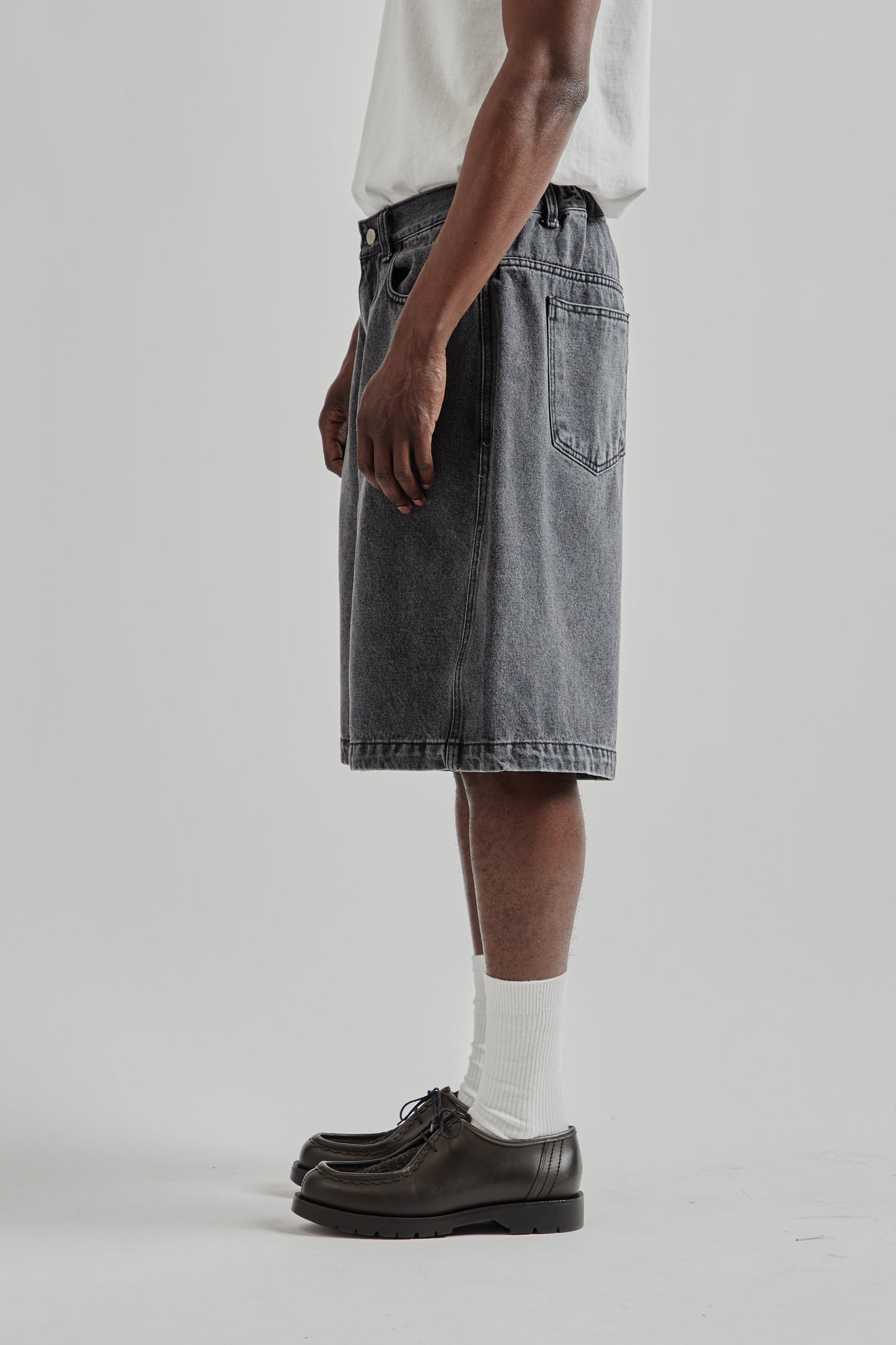 Half-Dart Denim Shorts - Black