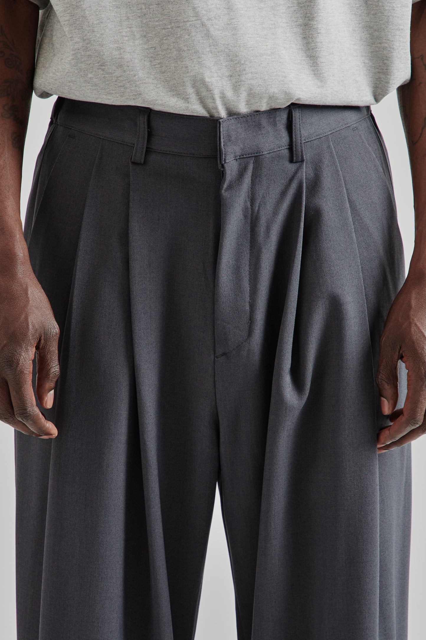 Pintuck Maxi Trousers - Grey