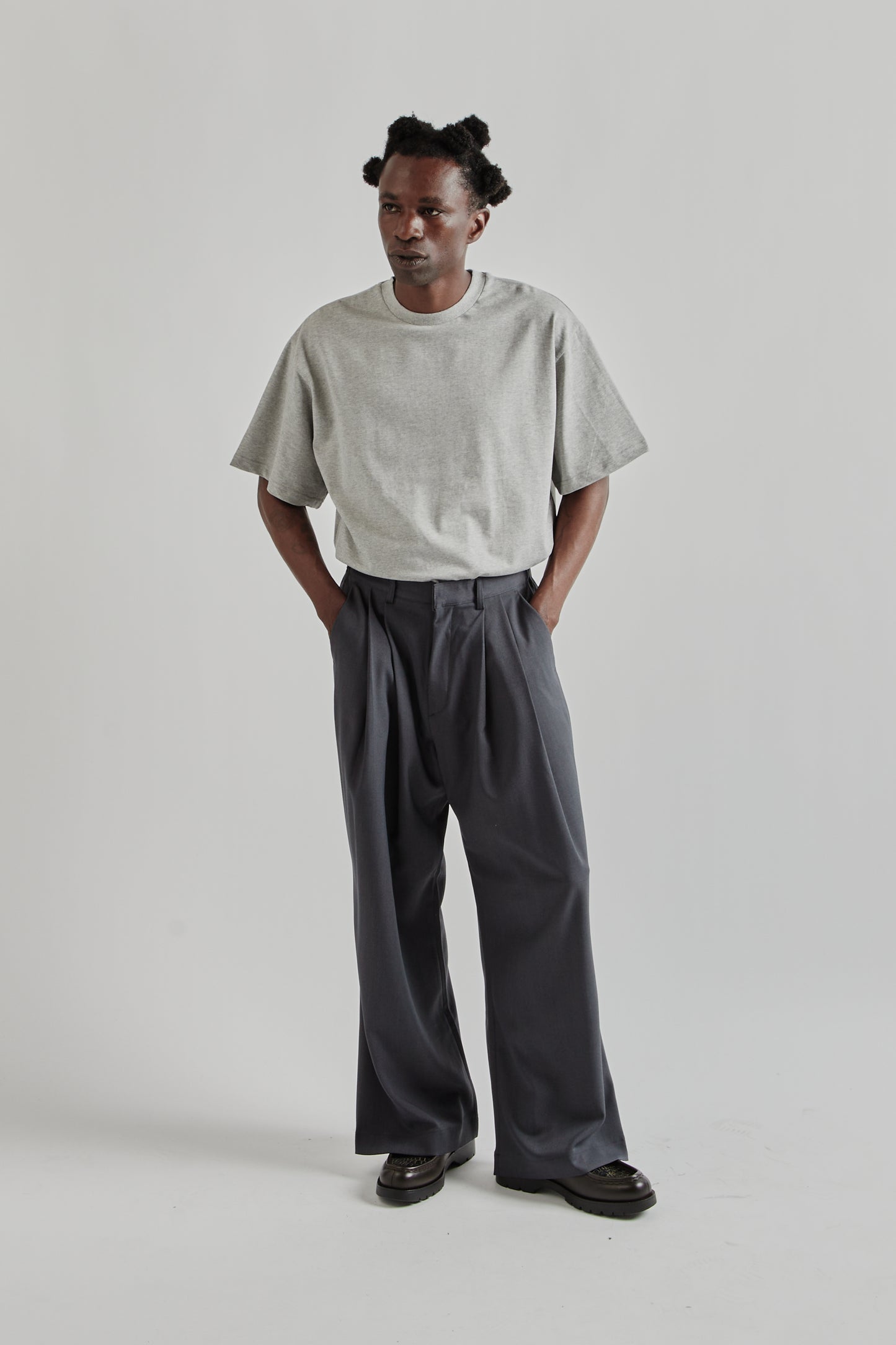 Pintuck Maxi Trousers - Grey