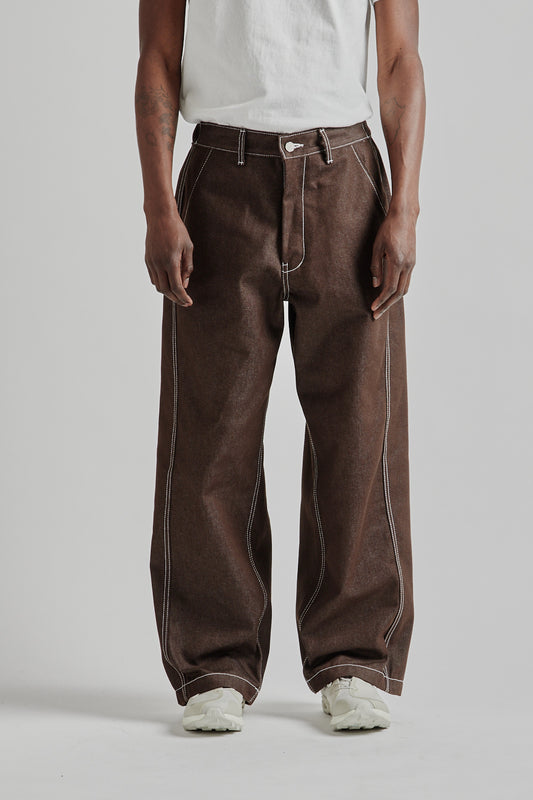 Estudio Niksen SS25 Raw Denim In-Stitch Jeans Brown 2