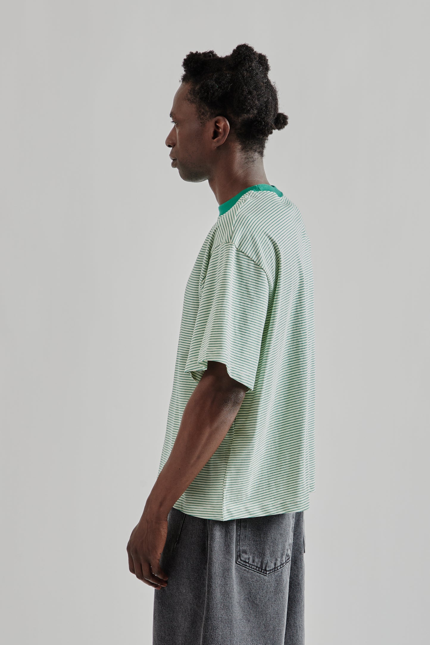 Signature Cropped Tee - Green Stripe