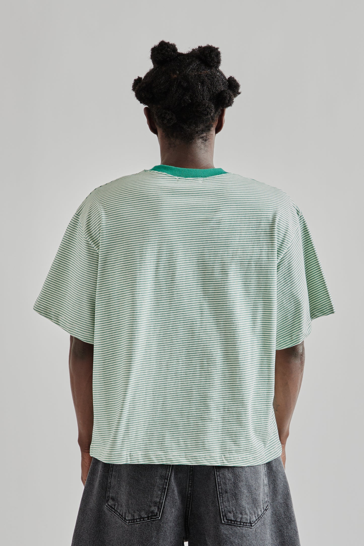 Signature Cropped Tee - Green Stripe
