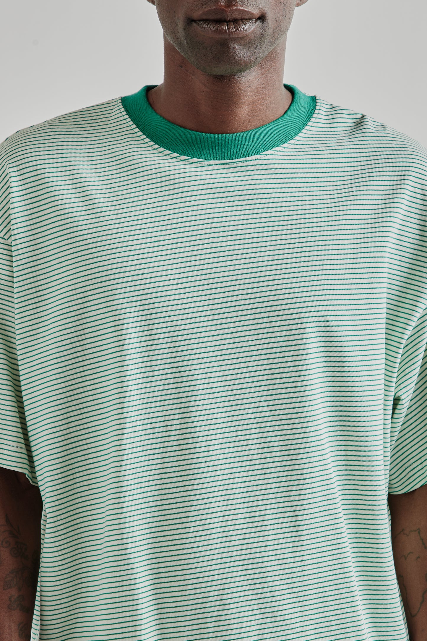 Signature Cropped Tee - Green Stripe