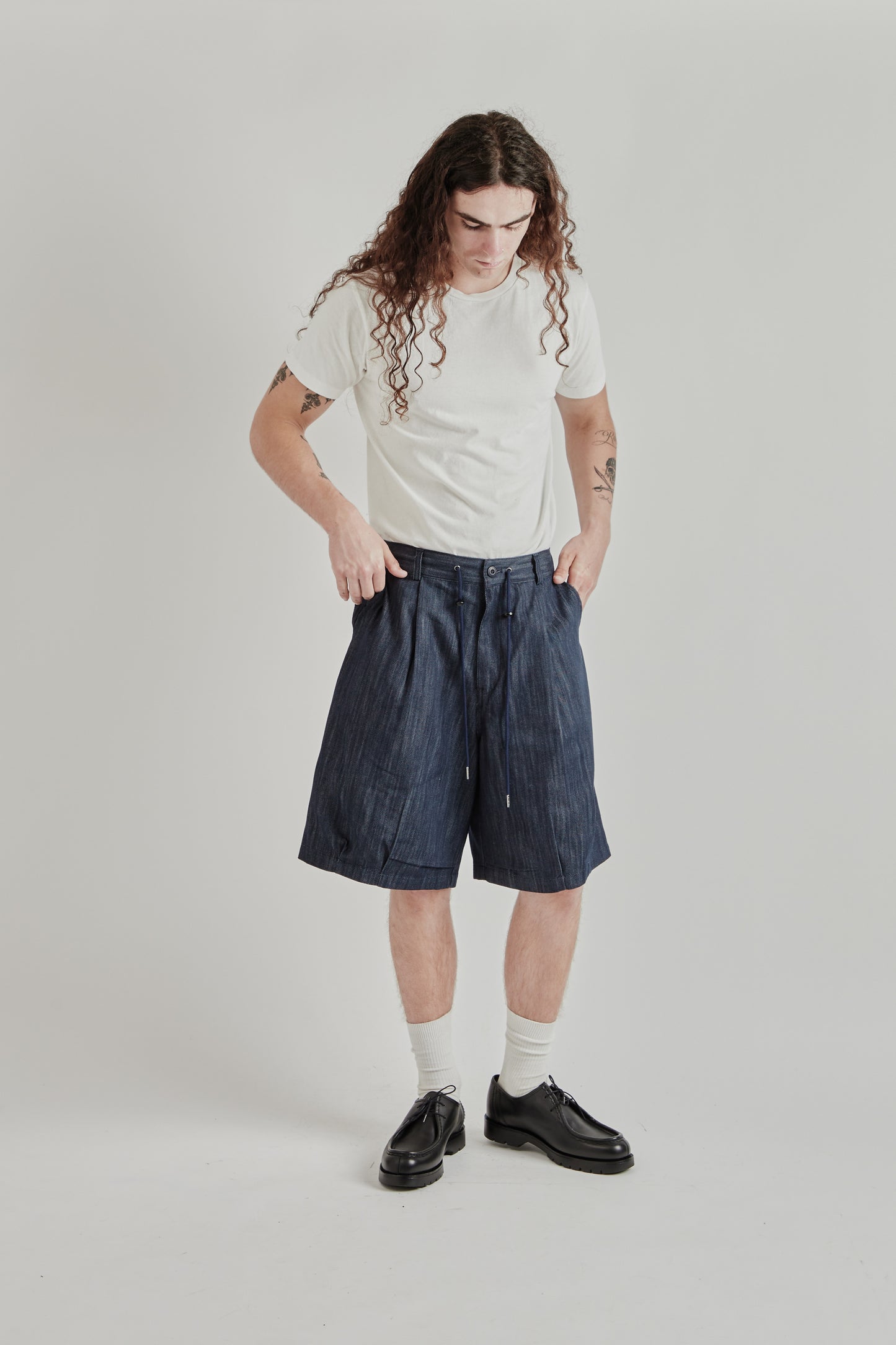 Estudio Niksen SS26 Stopper Denim Bermudas Indigo0021