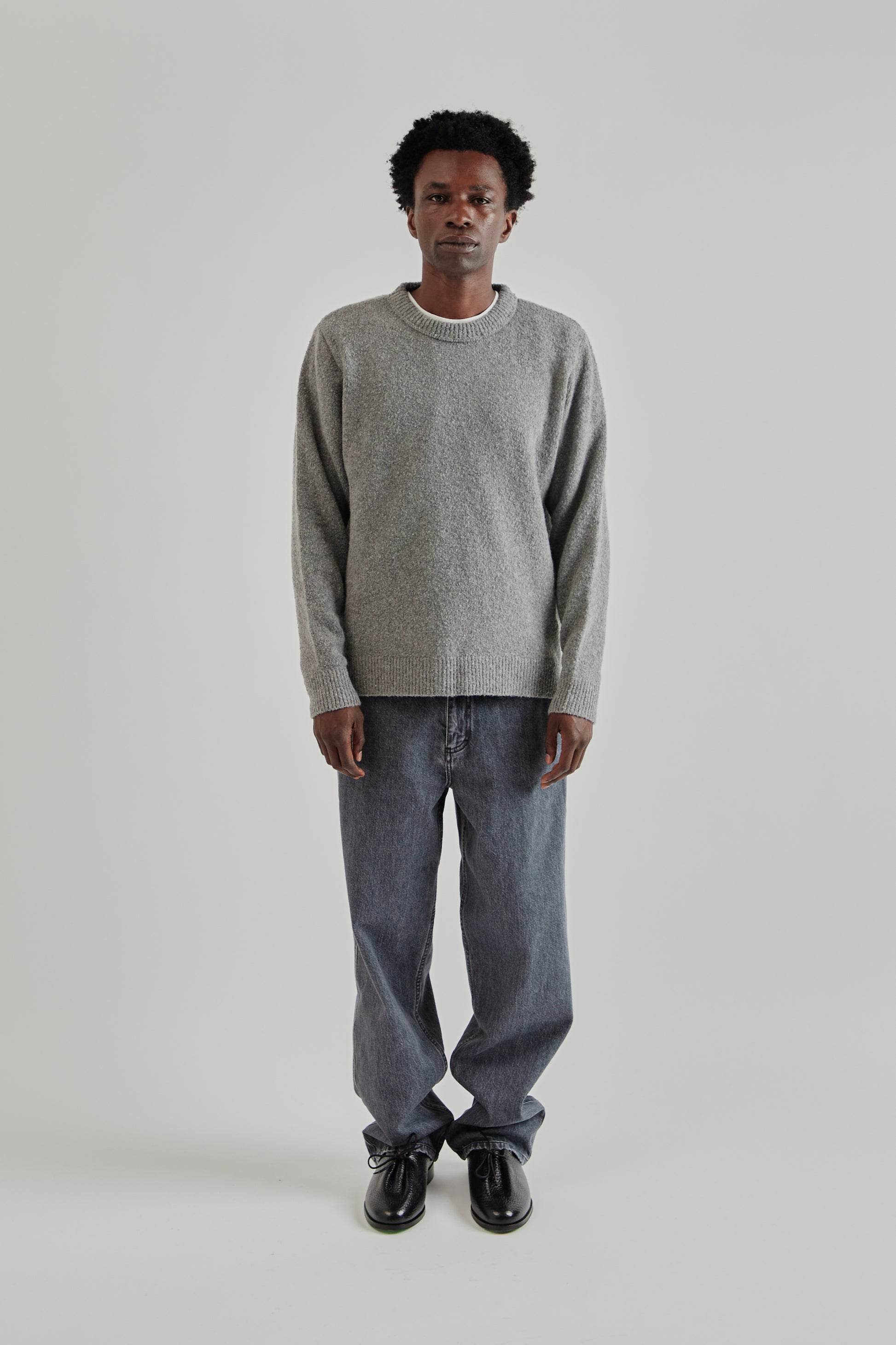 Fairly Normal FW25 Boucle Sweater Grey1