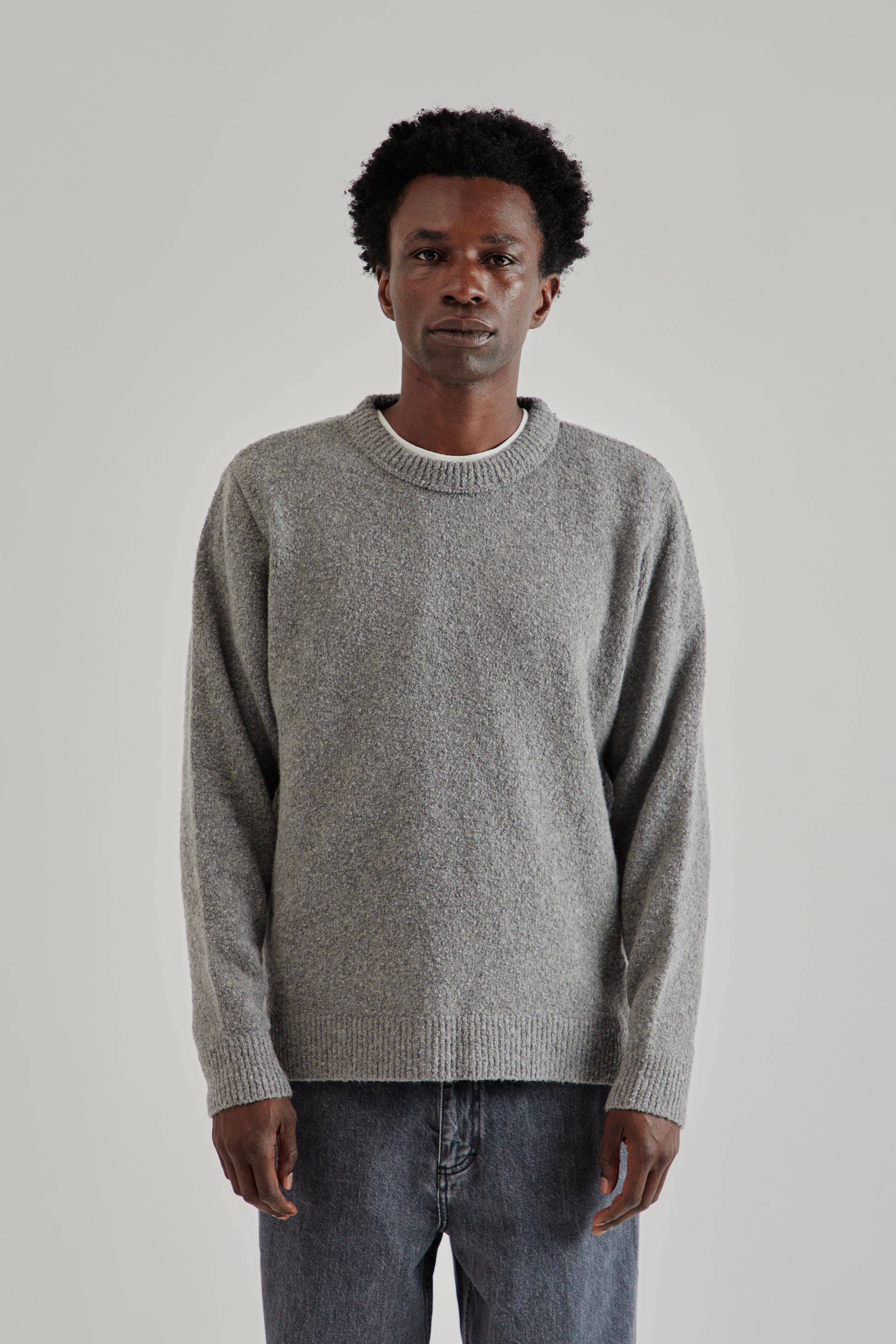 Fairly Normal FW25 Boucle Sweater Grey2
