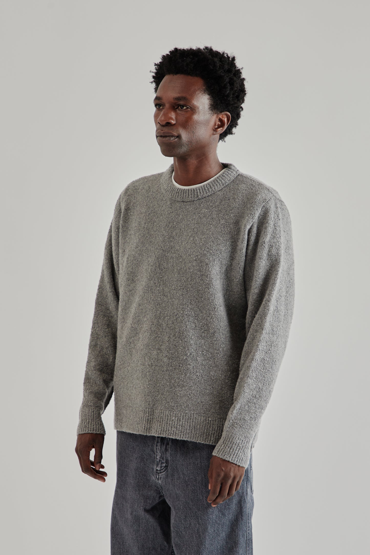 Fairly Normal FW25 Boucle Sweater Grey3