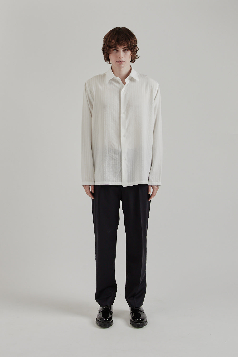 Fairly Normal SS25 Box Shirt Tencel White 1
