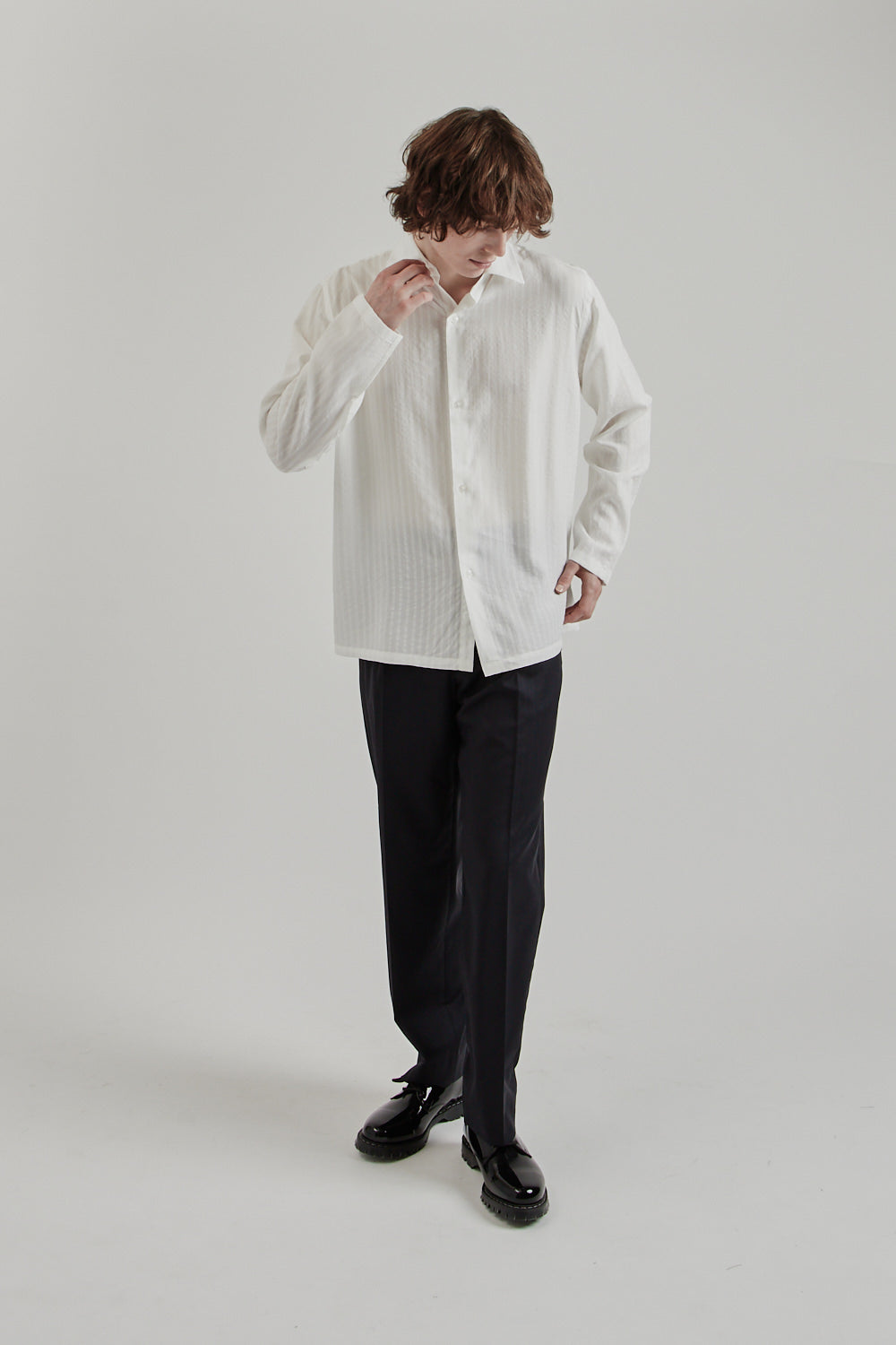 Fairly Normal SS25 Box Shirt Tencel White 11