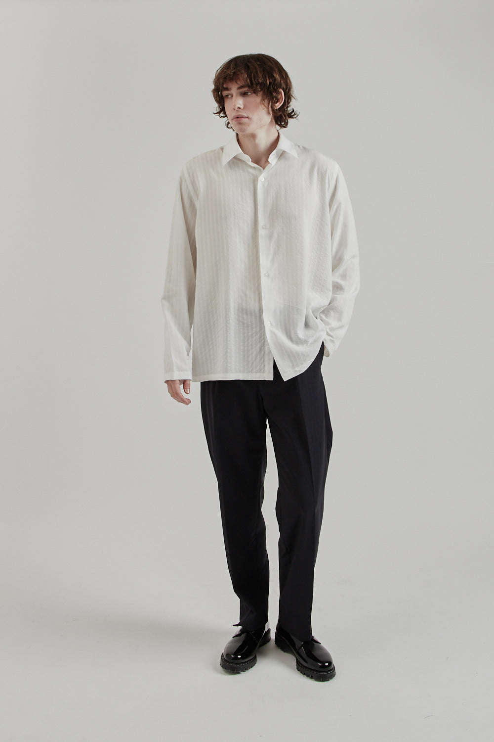 Fairly Normal SS25 Box Shirt Tencel White 12