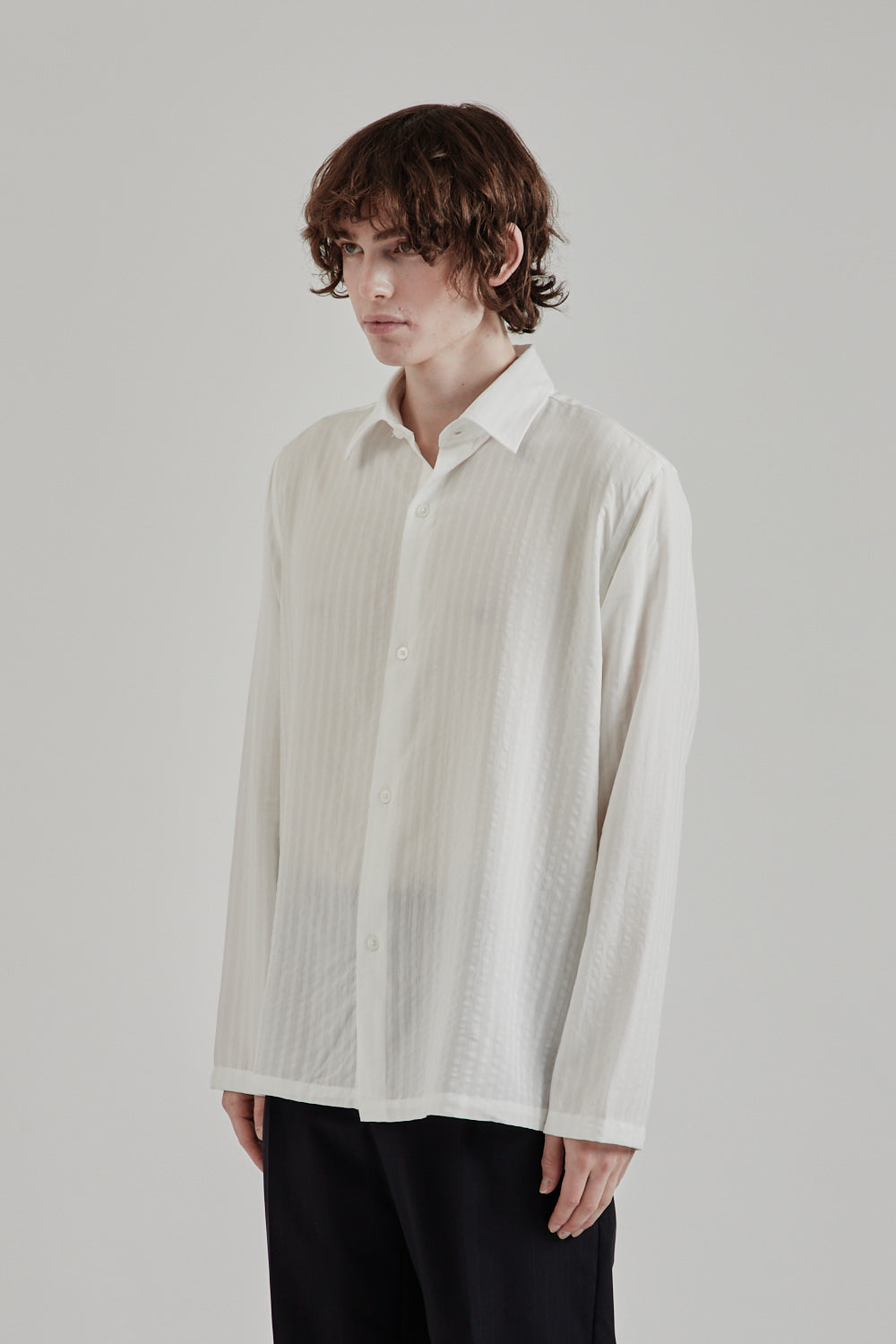 Fairly Normal SS25 Box Shirt Tencel White 3