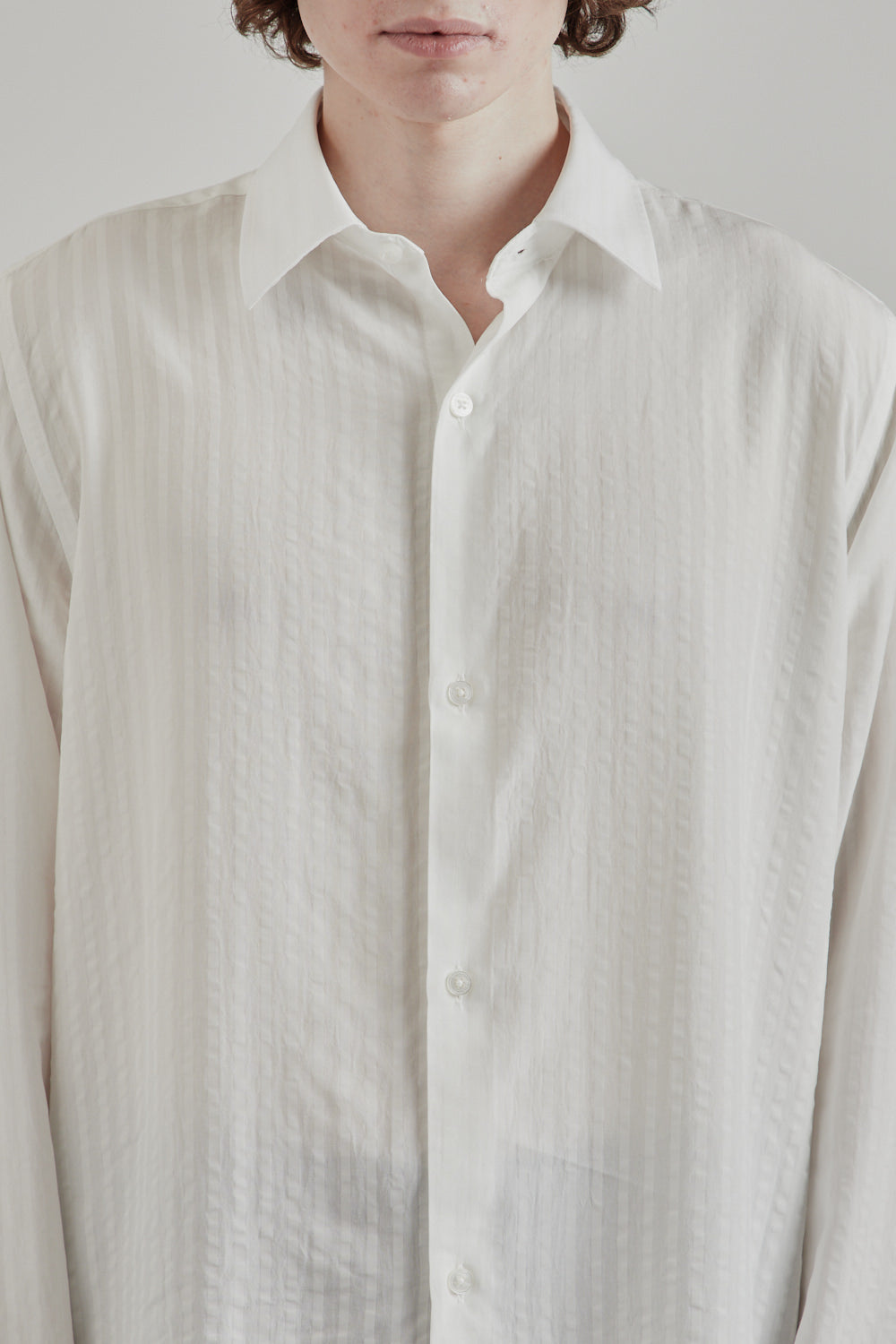 Fairly Normal SS25 Box Shirt Tencel White 6