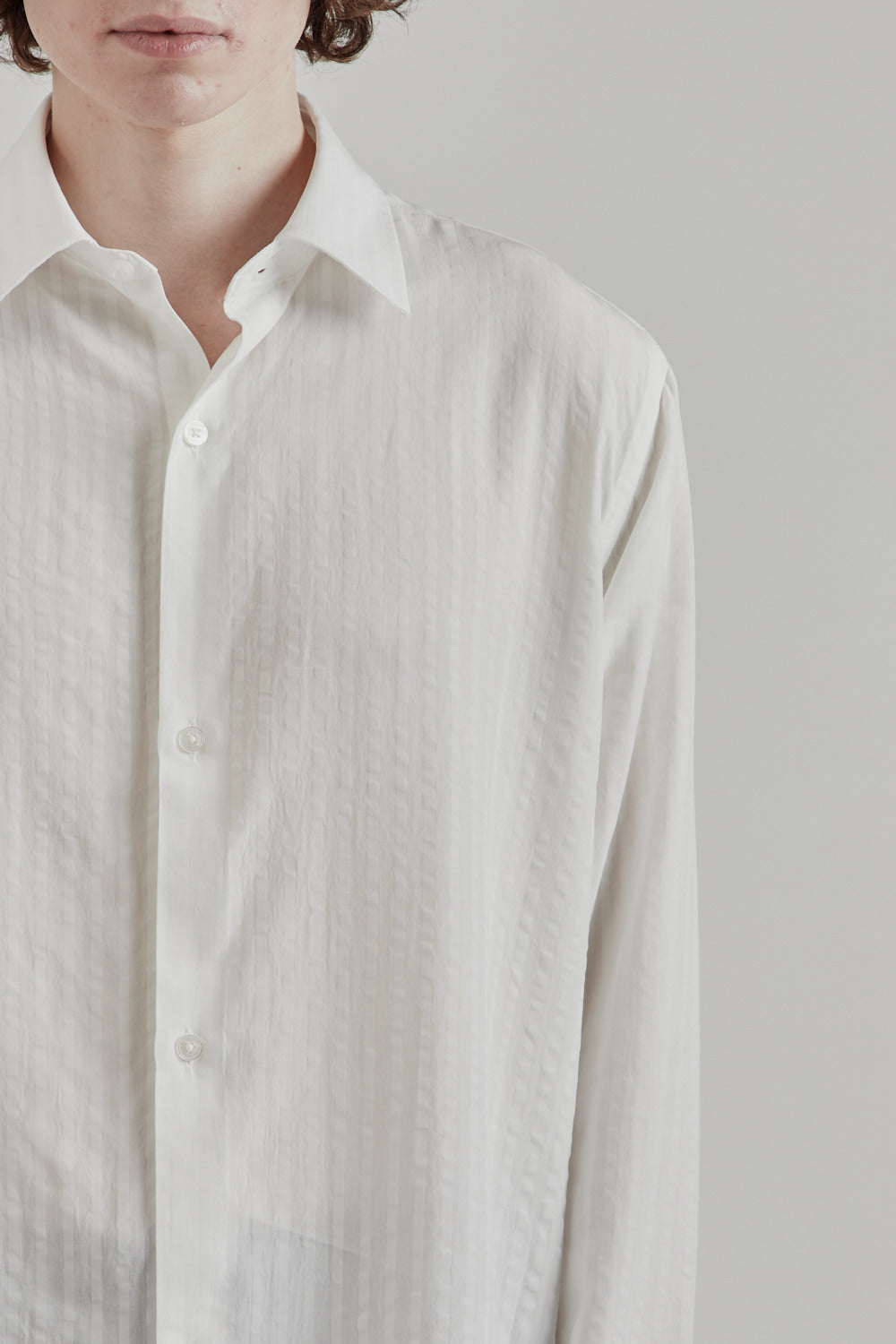 Fairly Normal SS25 Box Shirt Tencel White 7