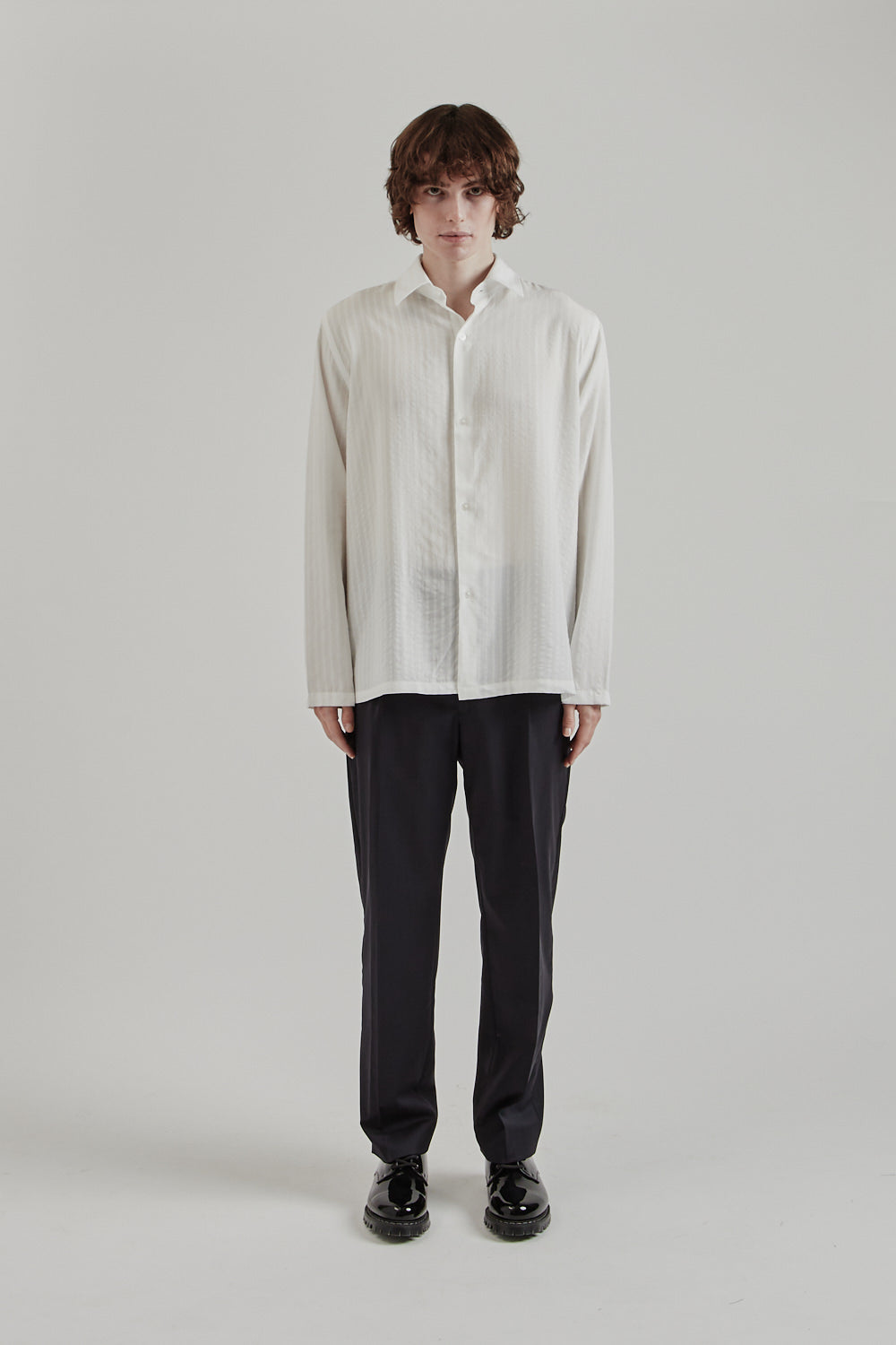 Fairly Normal SS25 Pleated Trousers Pinstripe 1