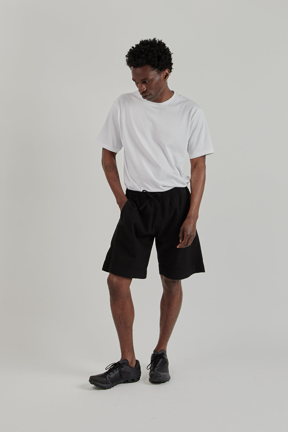 Relaxed Shorts Seersucker - Black