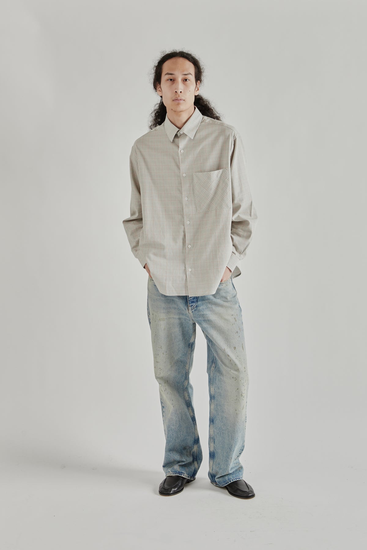 Fairly Normal SS26 Oversized Merino Shirt Plaid Red1270