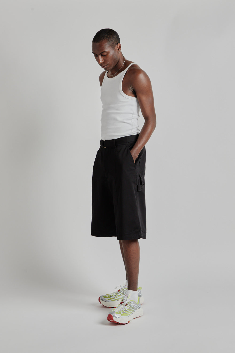 Chino Belted Work Bermuda Shorts - Black - Wallace Mercantile Shop