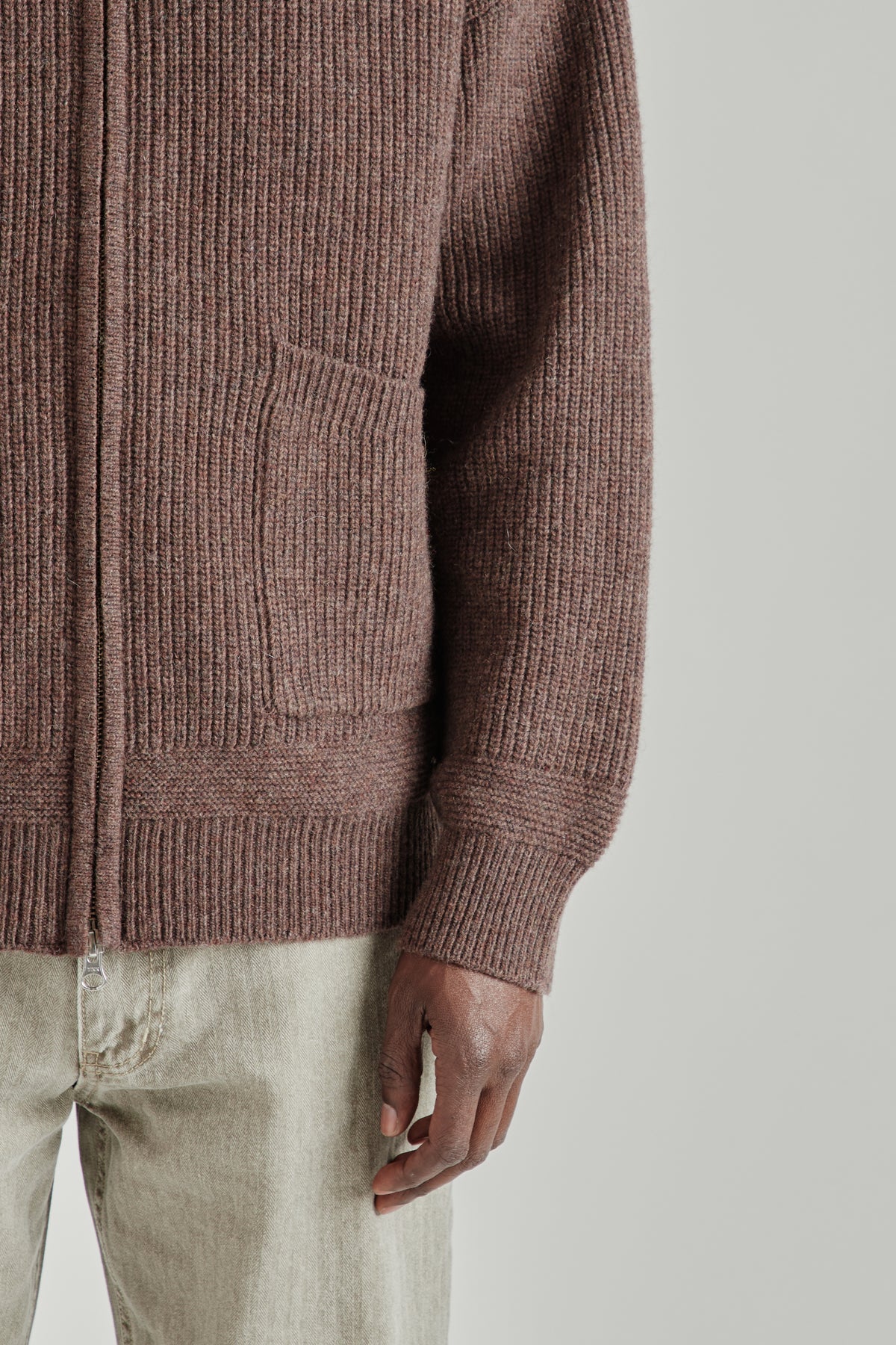 Wool Deck Zipup Cardigan - Choco Brown