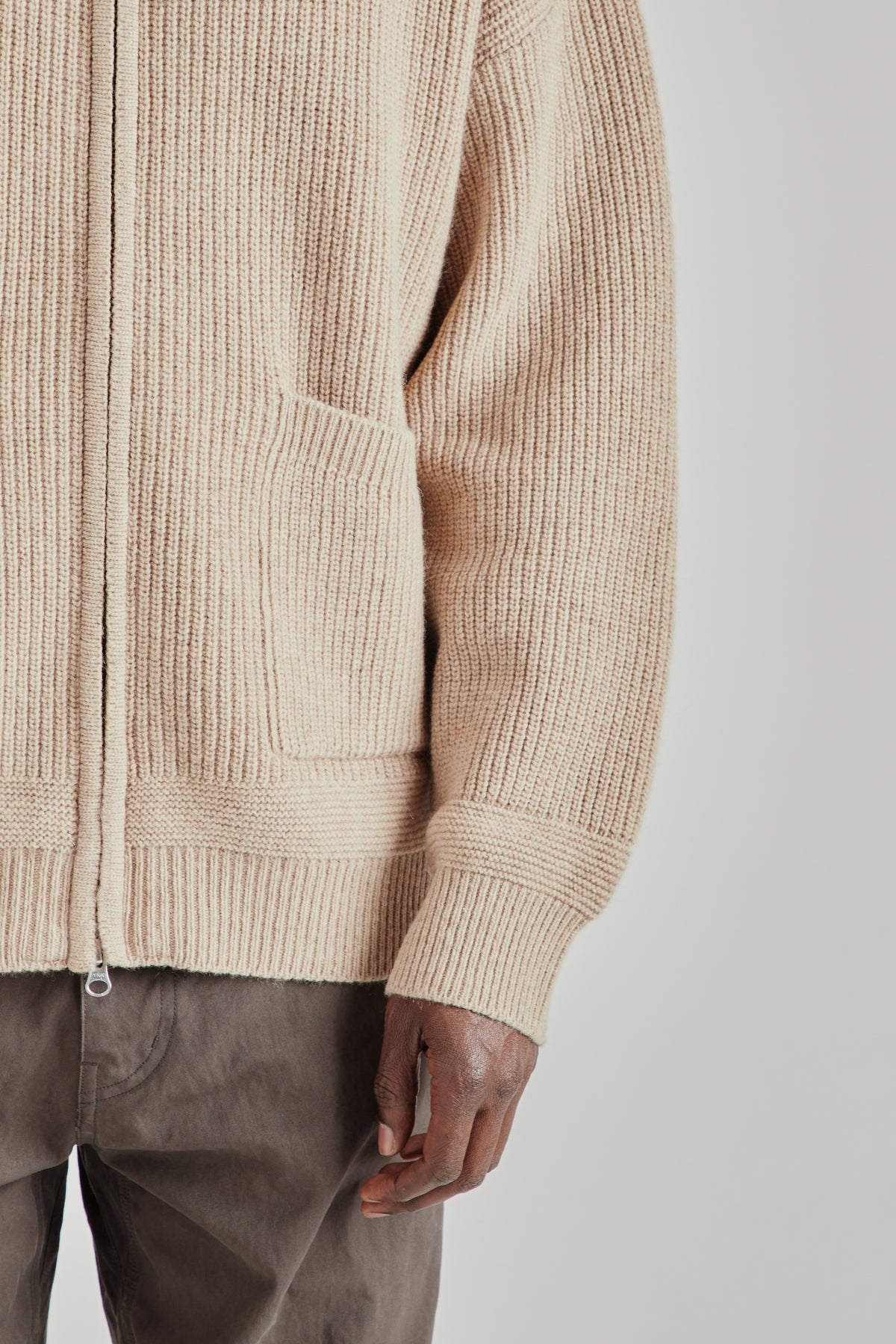 Wool Deck Zipup Cardigan - Oatmeal