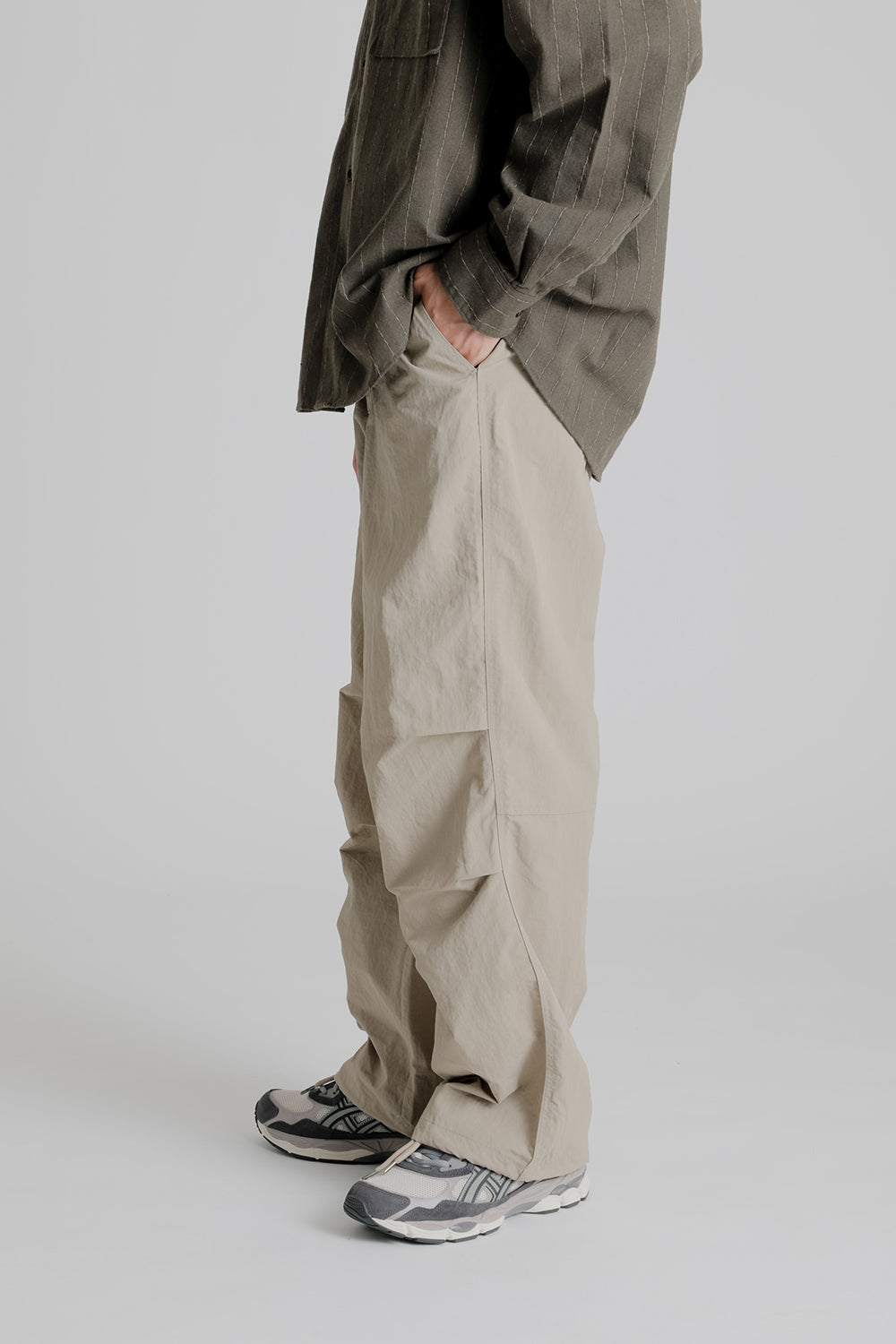 Frizmworks Nylon Ripstop Parachute Pants in Beige