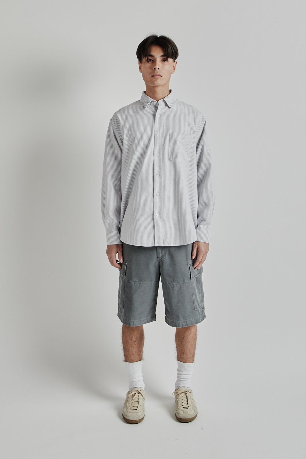 Frizmworks SS25 Faded Cotton Cargo Shorts Charcoal 01