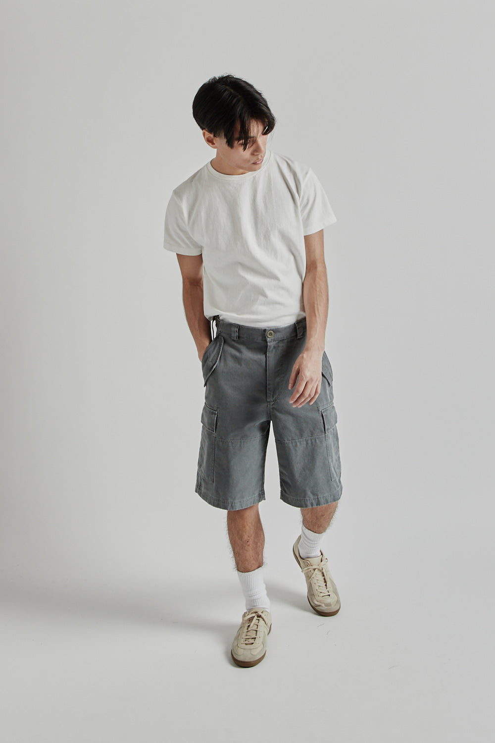 Frizmworks SS25 Faded Cotton Cargo Shorts Charcoal 014