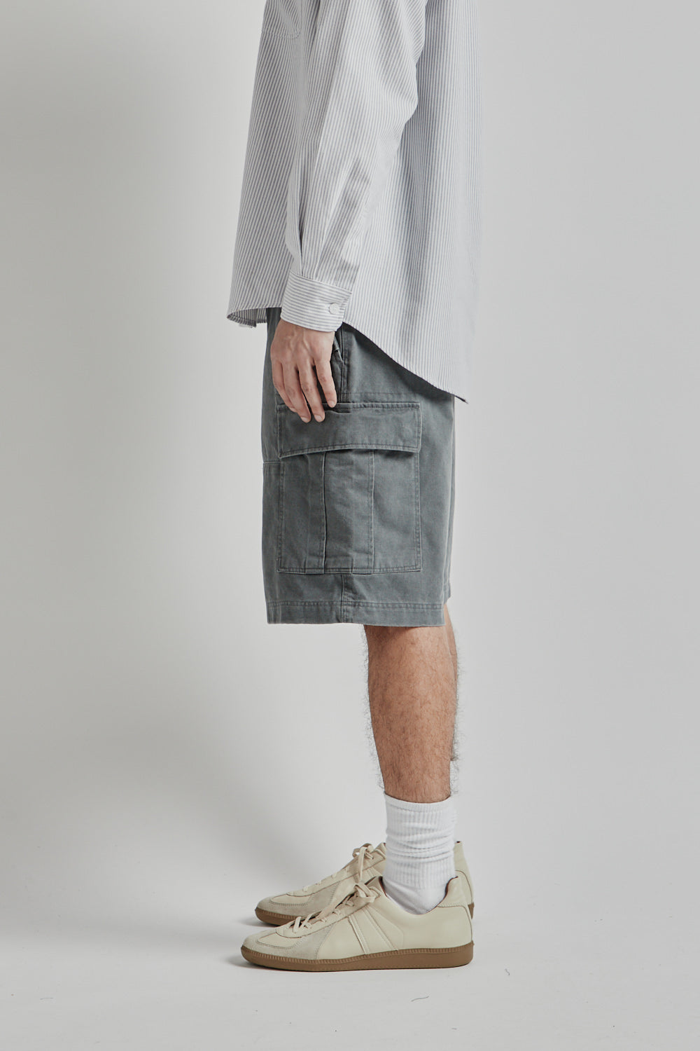 Frizmworks SS25 Faded Cotton Cargo Shorts Charcoal 03