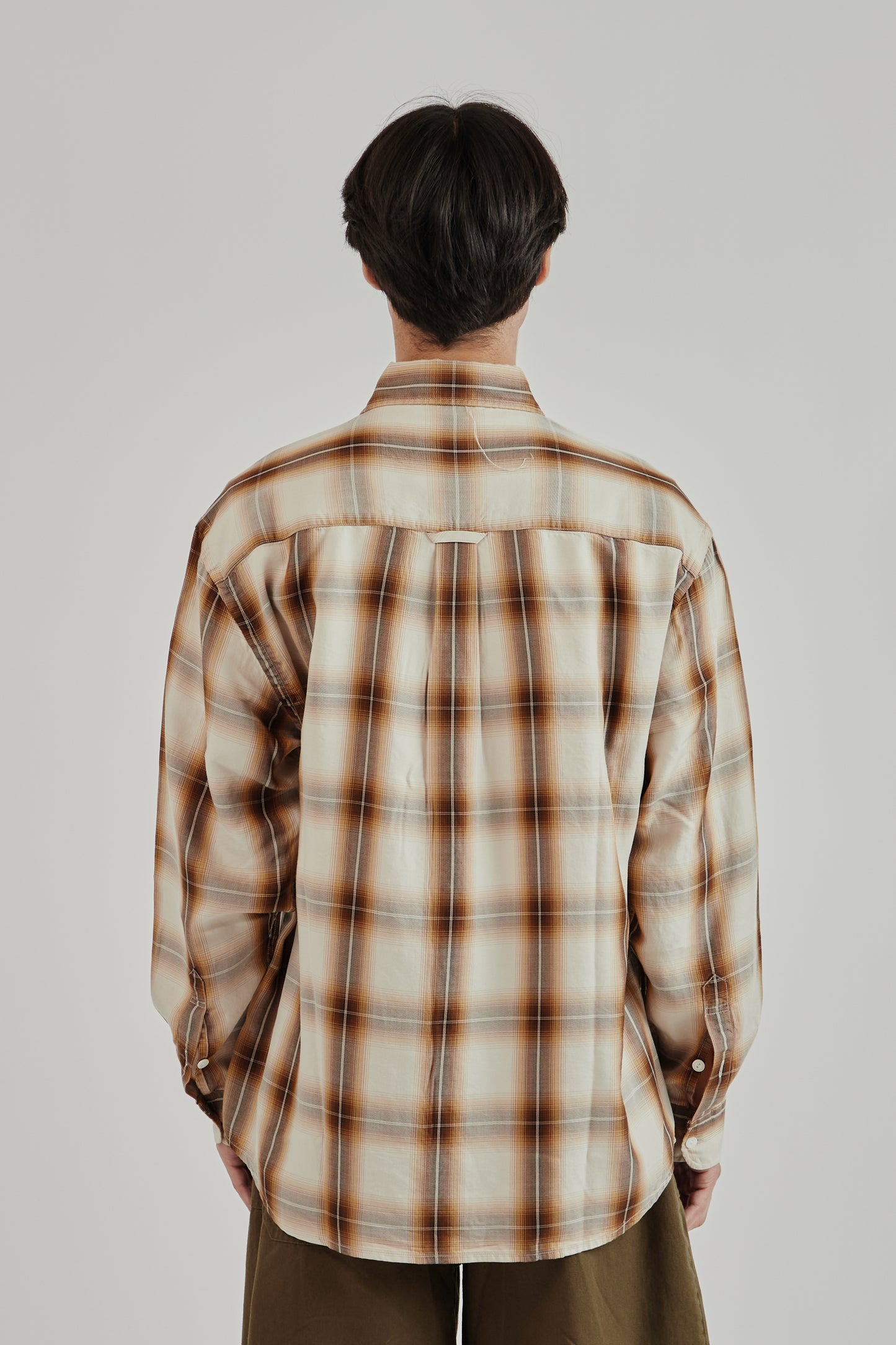 Frizmworks SS25 Lyocell Check Relaxed Shirt Beige 5