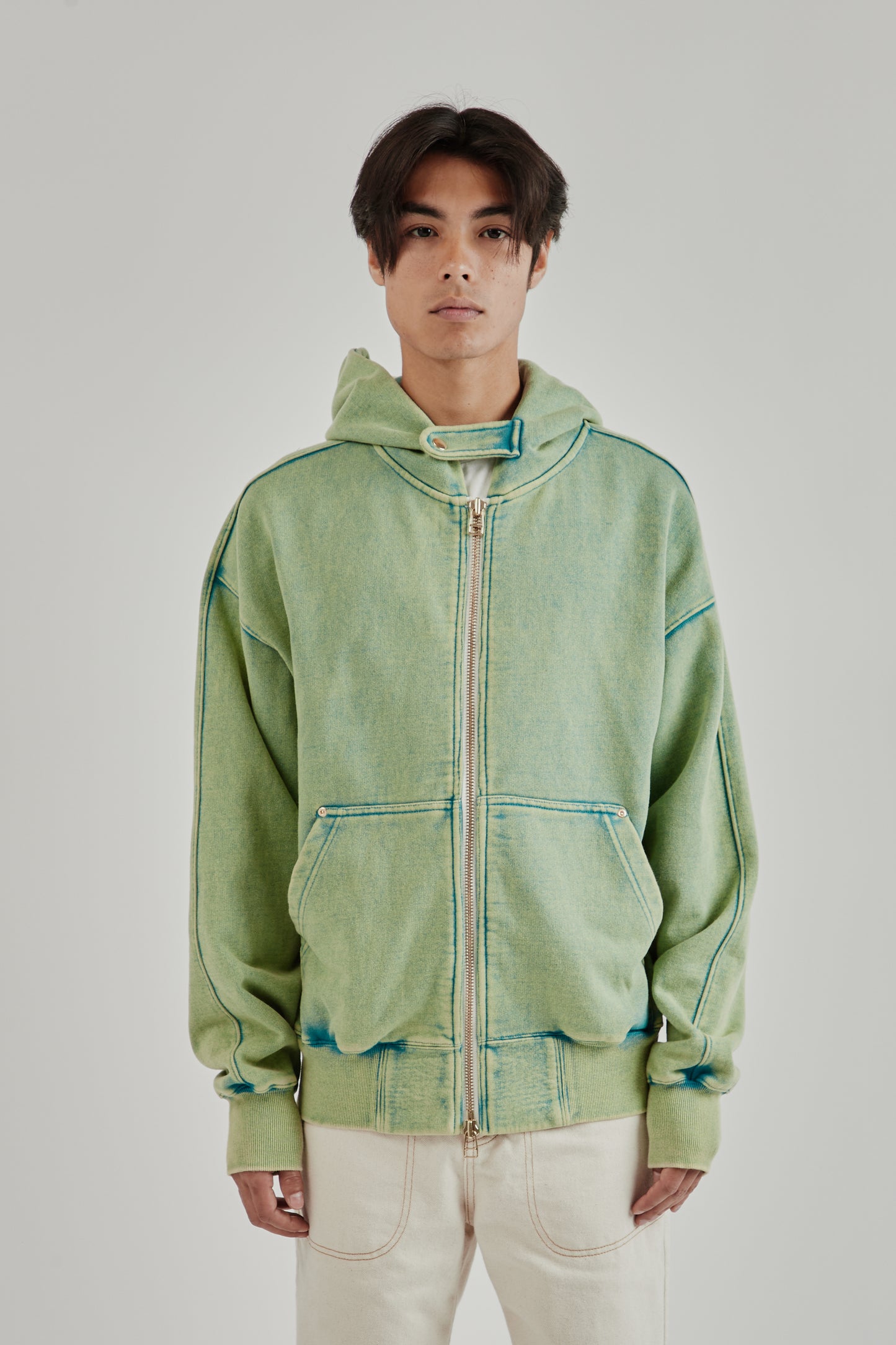 Frizmworks SS25 Vintage Dyeing Hood Zip Up Parka Turqouise 2 1