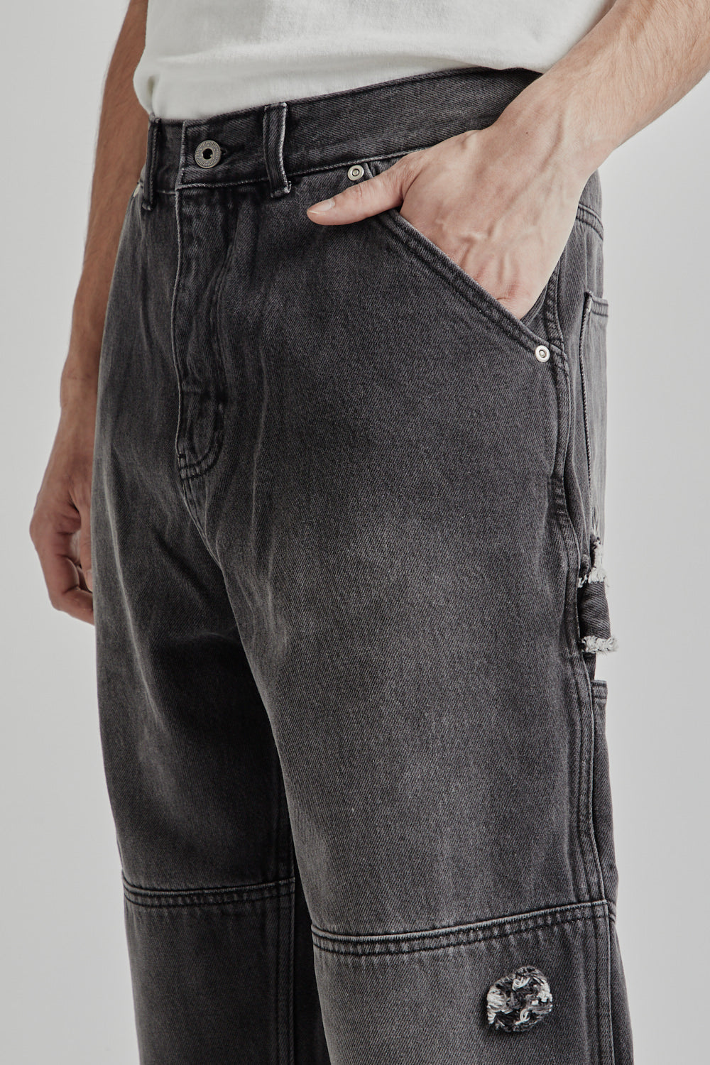Frizmworks SS25 Washed Denim Double Knee Pants Washed Black 011