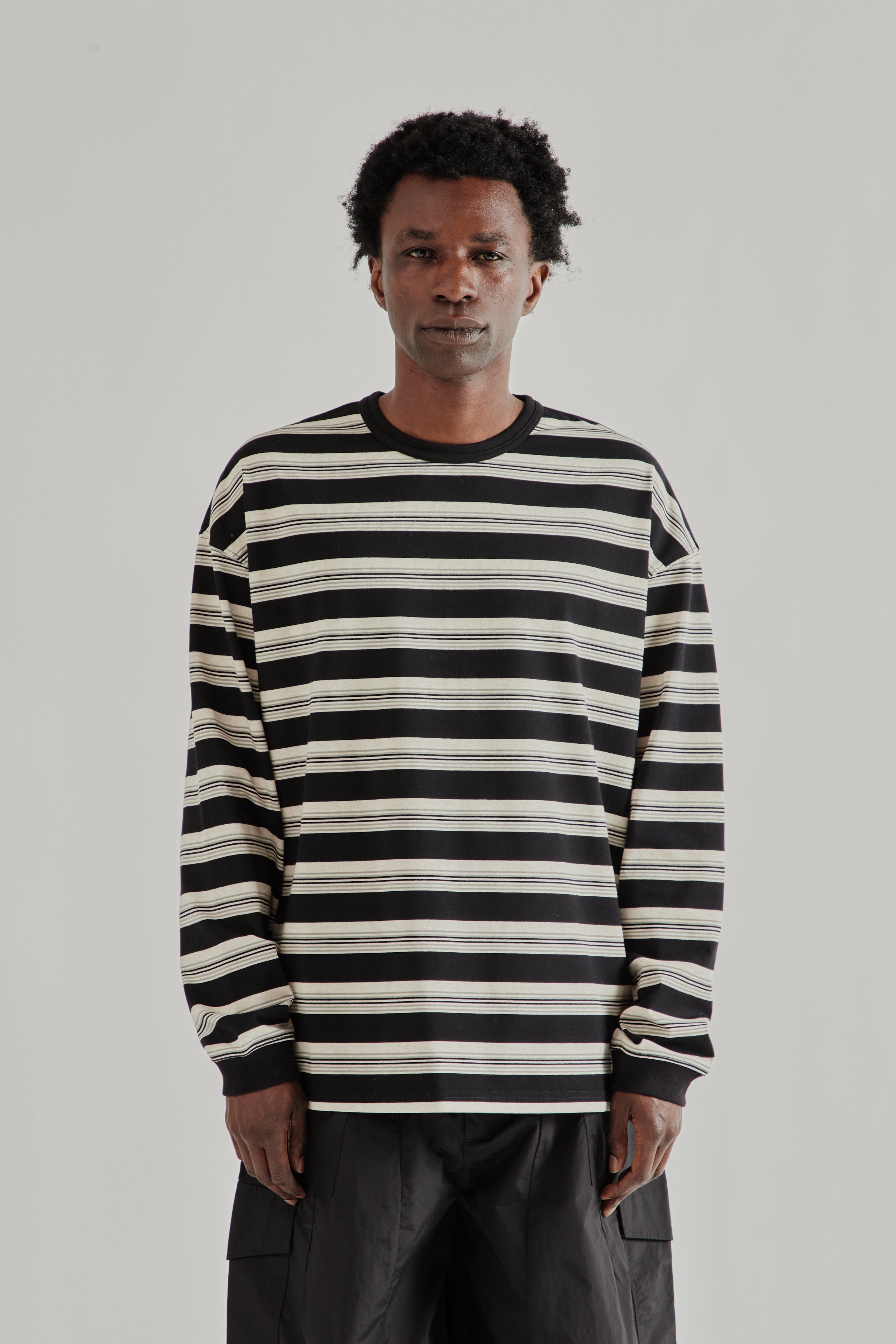 Frizmworks Block Stripe Long Sleeve Tee- Black | Wallace