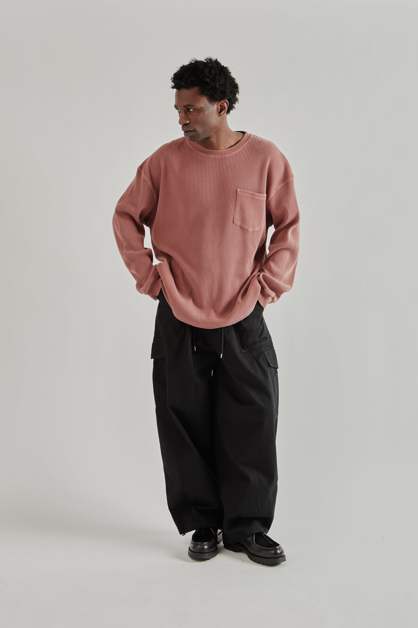 Frizmworks SS26 Pigment Dyeing Waffle Pocket Tee Pink4930