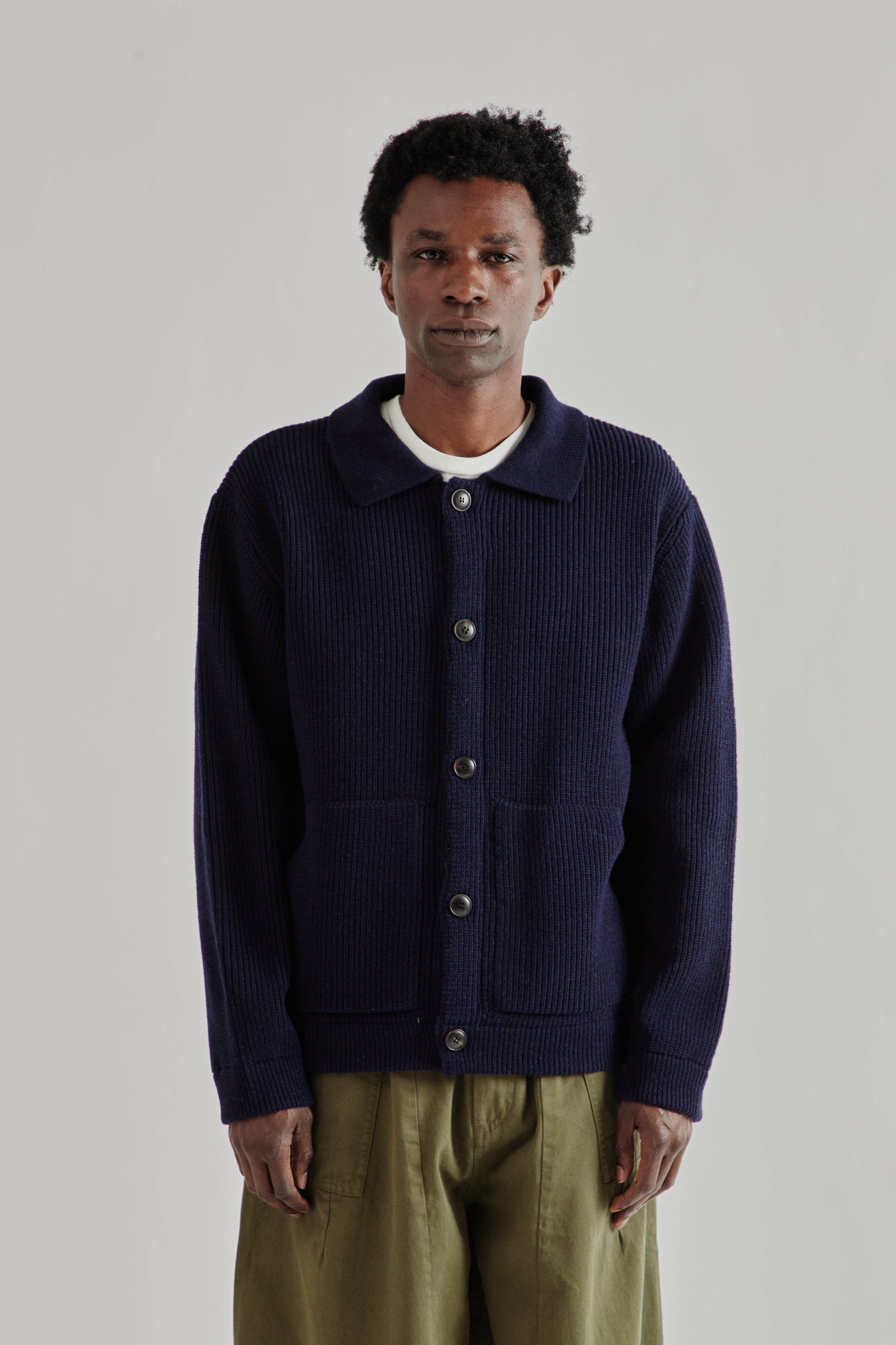 Frizmworks Ultra Heavyweight Collar Cardigan - Navy | Wallace