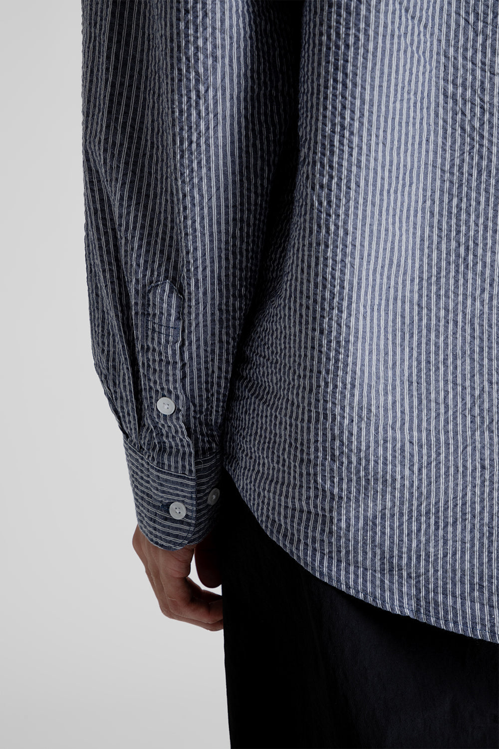 Frizmworks Seersucker Stripe Napoli Shirt in Blue