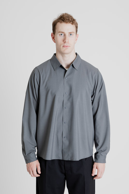 Goldwin Act Wool Shirt in Blue Gray