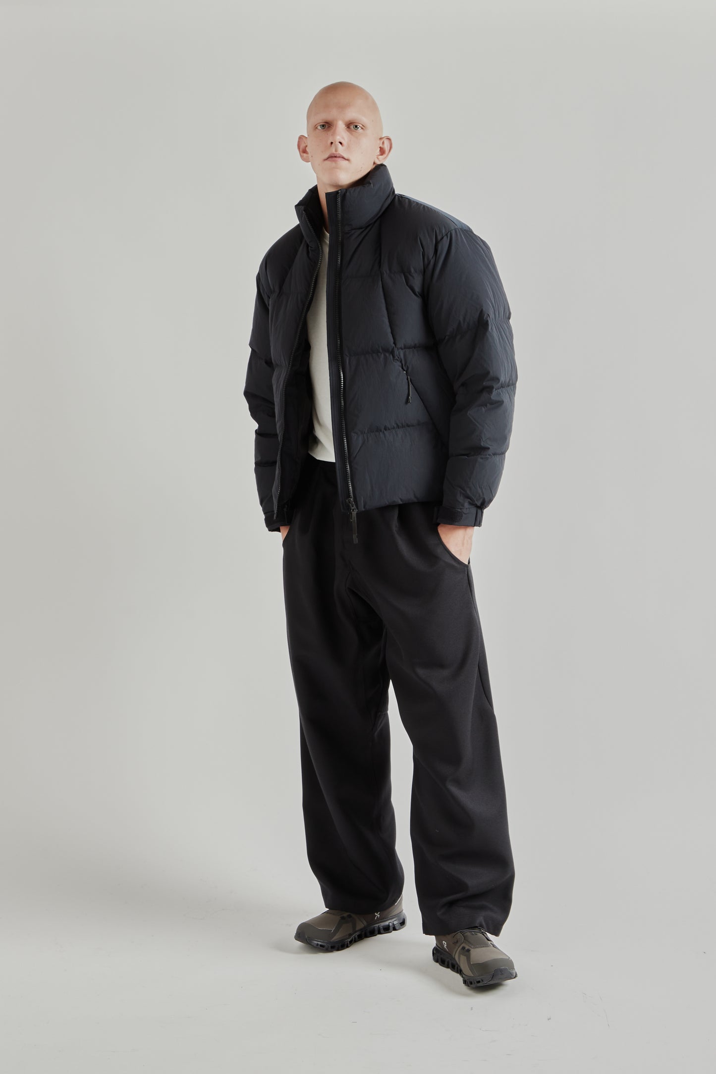 Dope Dyed Ripple Nylon Down Jacket - Dark Navy